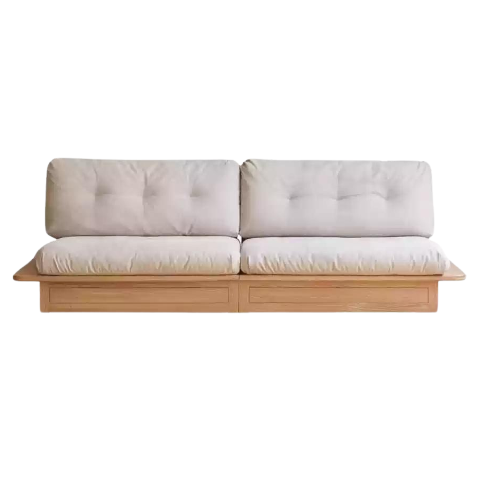Oak Solid Wood Gravel White Cotton Linen Storage dual-use Sofa