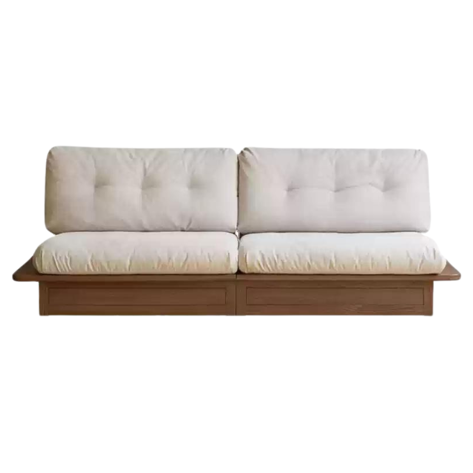 Oak Solid Wood Gravel White Cotton Linen Storage dual-use Sofa
