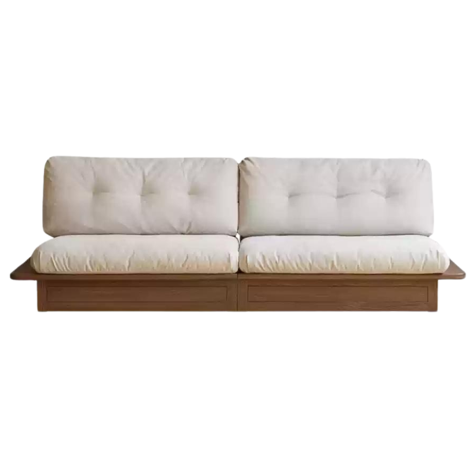 Oak Solid Wood Gravel White Cotton Linen Storage dual-use Sofa