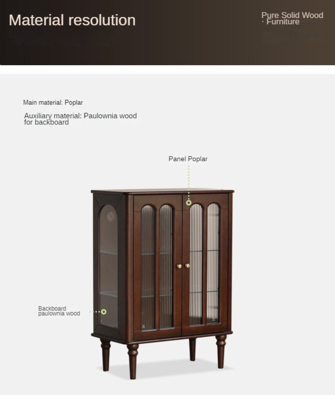 Poplar Solid Wood American Retro Side Cabinet.