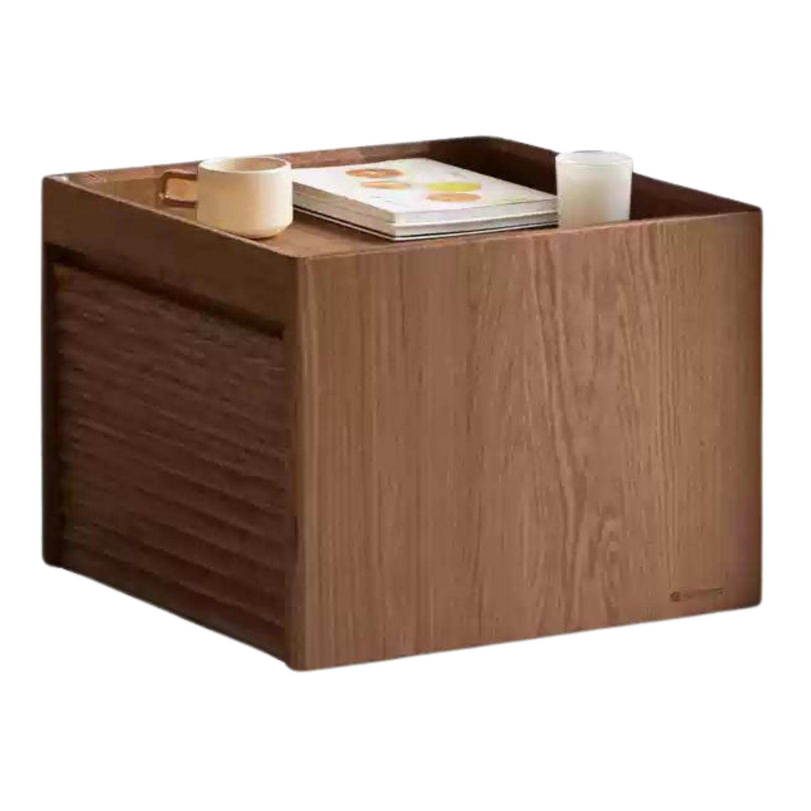 Oak, Black Walnut Solid Wood Movable Rock Plate Coffee Table