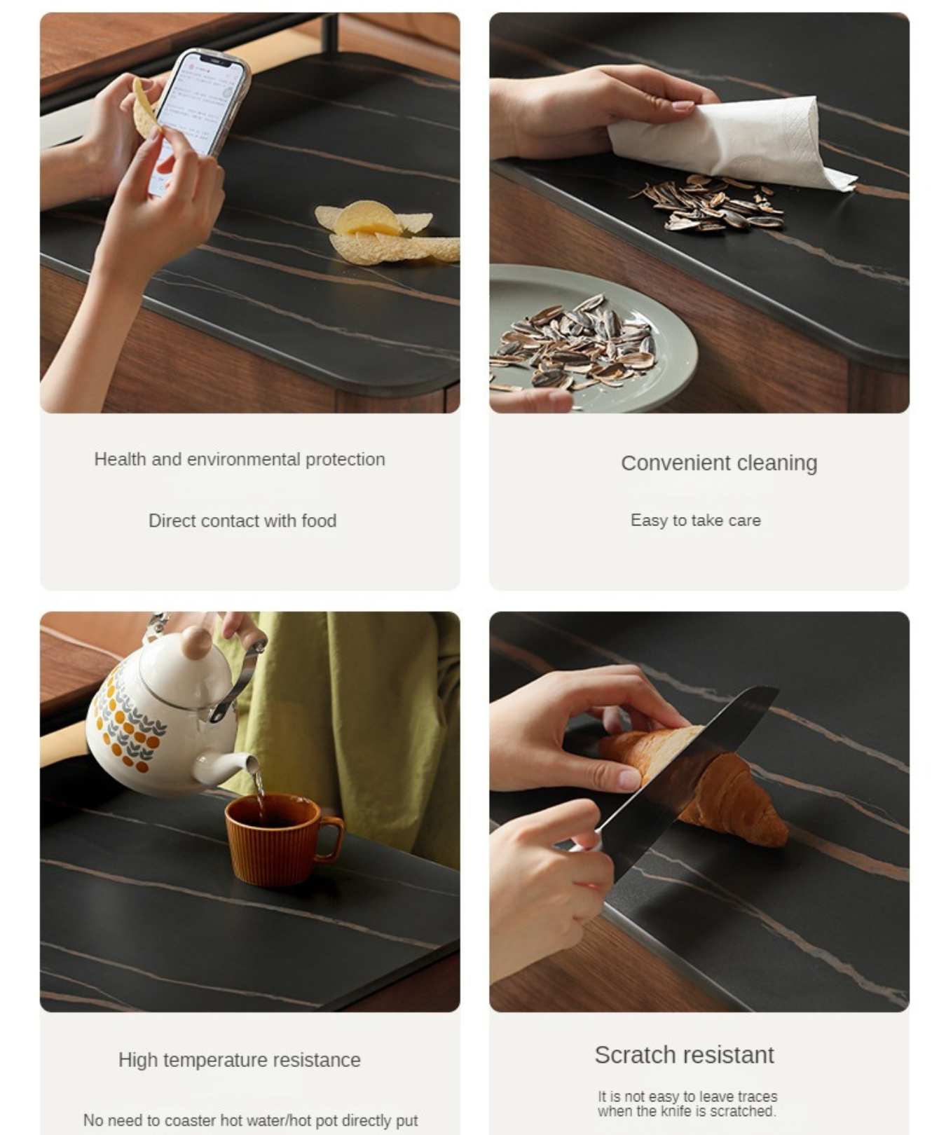 Black Walnut, Oak, Catalpa Solid Wood Movable Rock Plate Coffee Table