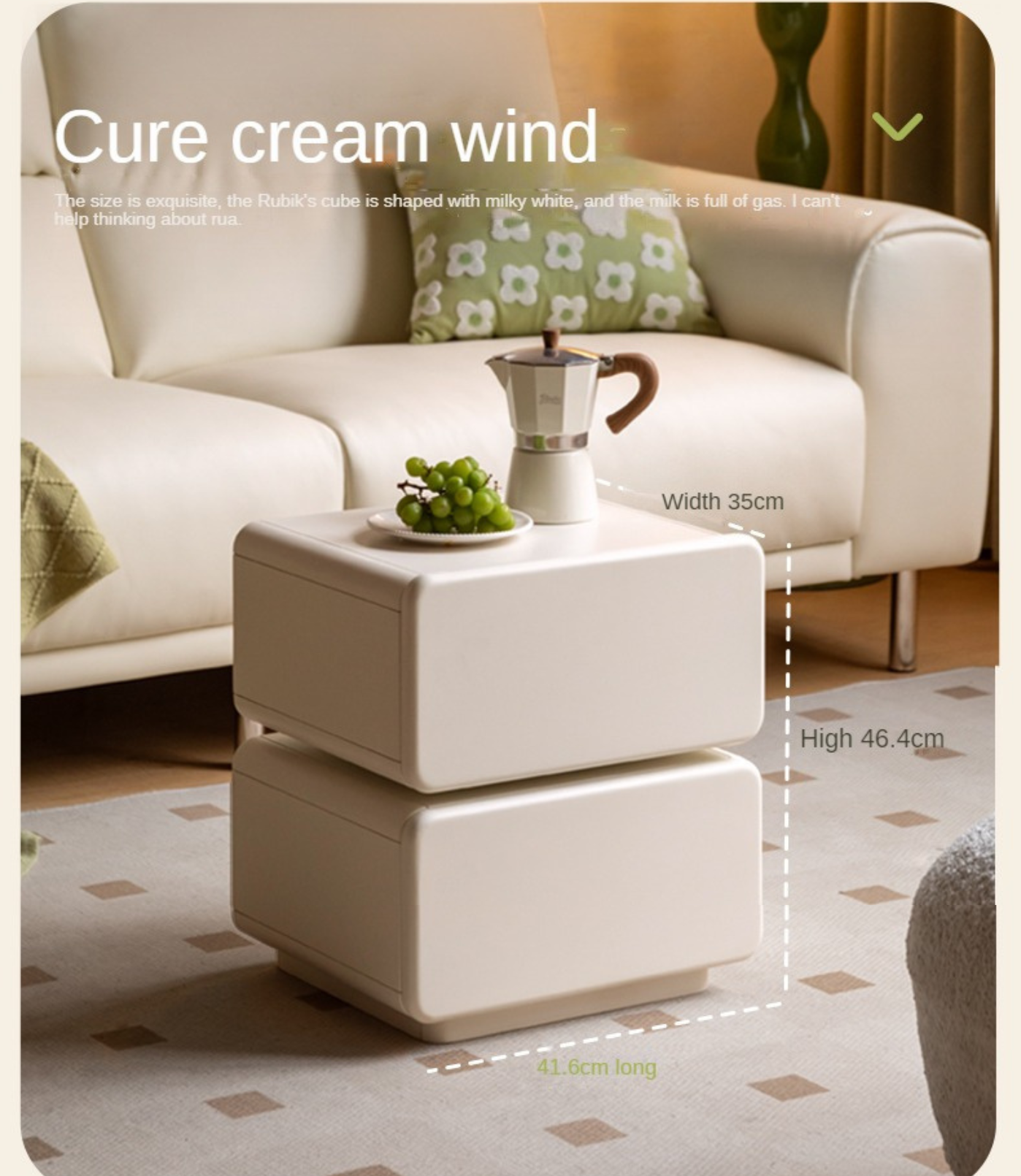 Poplar Solid Wood White Nightstand,