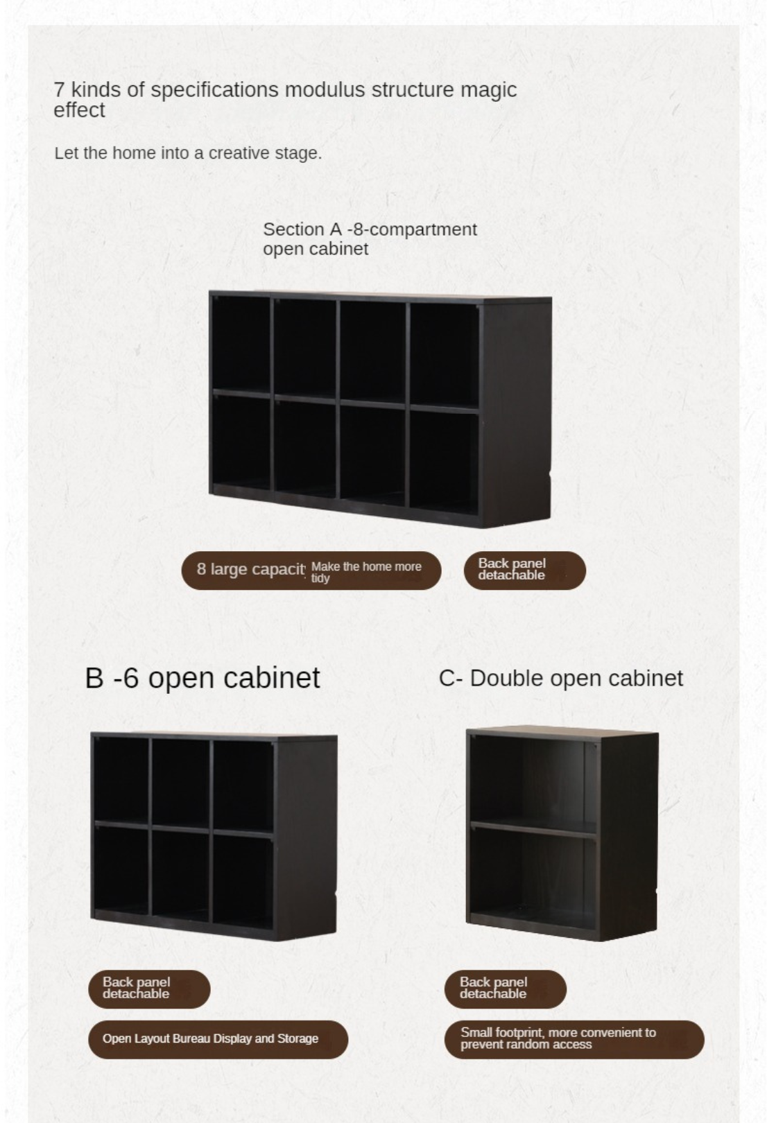 Oak, Solid Rubberwood Bookcase Modern Floor Combination Cabinet