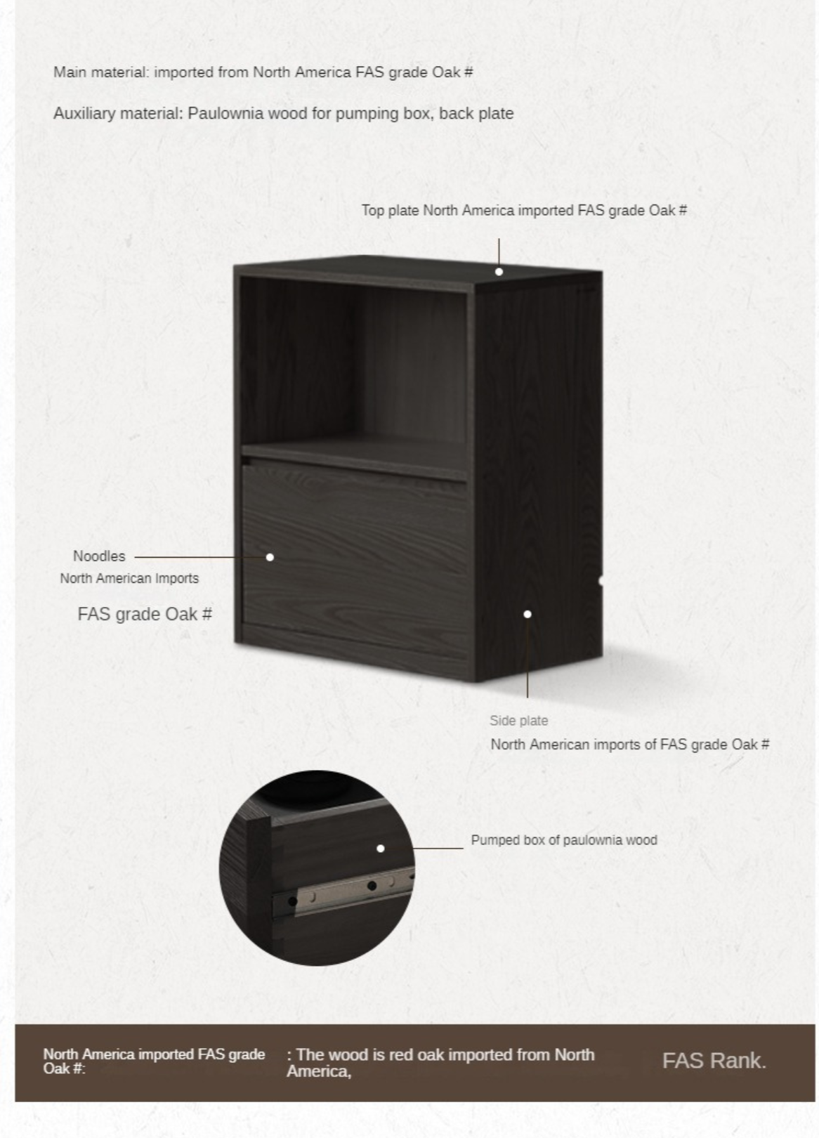 Oak, Solid Rubberwood Bookcase Modern Floor Combination Cabinet