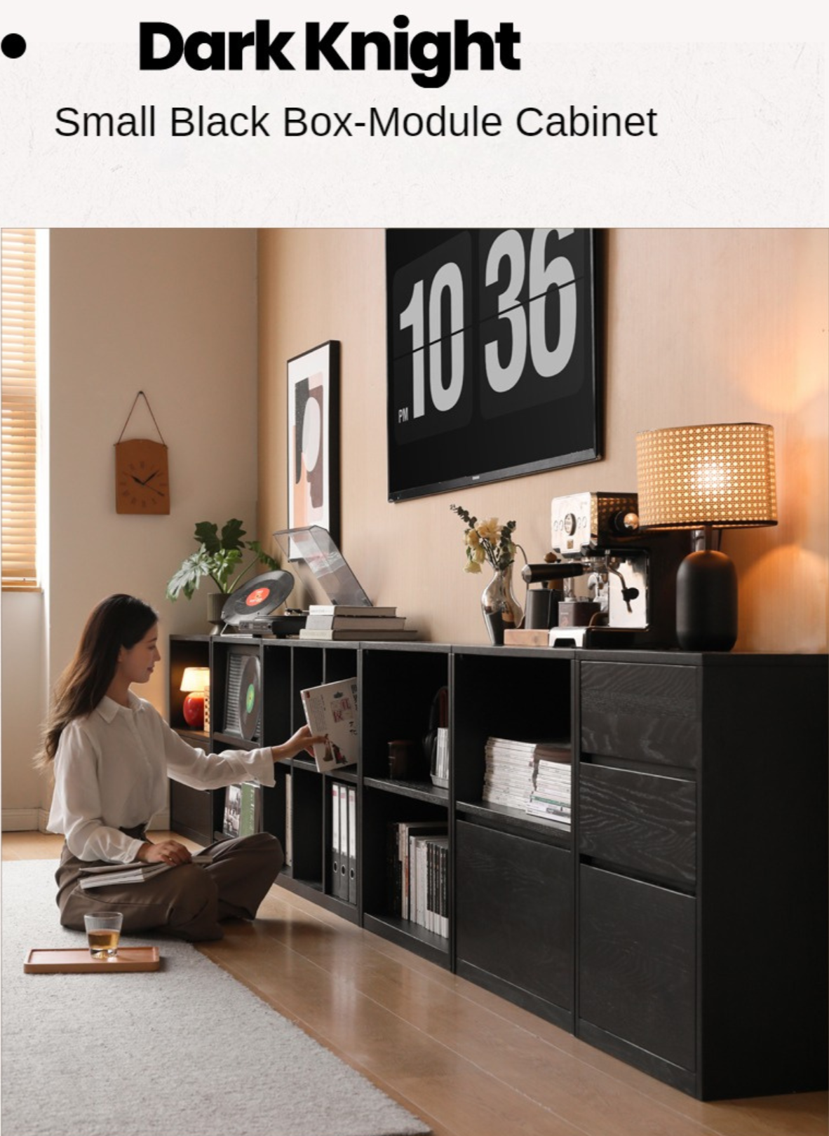 Oak, Solid Rubberwood Bookcase Modern Floor Combination Cabinet