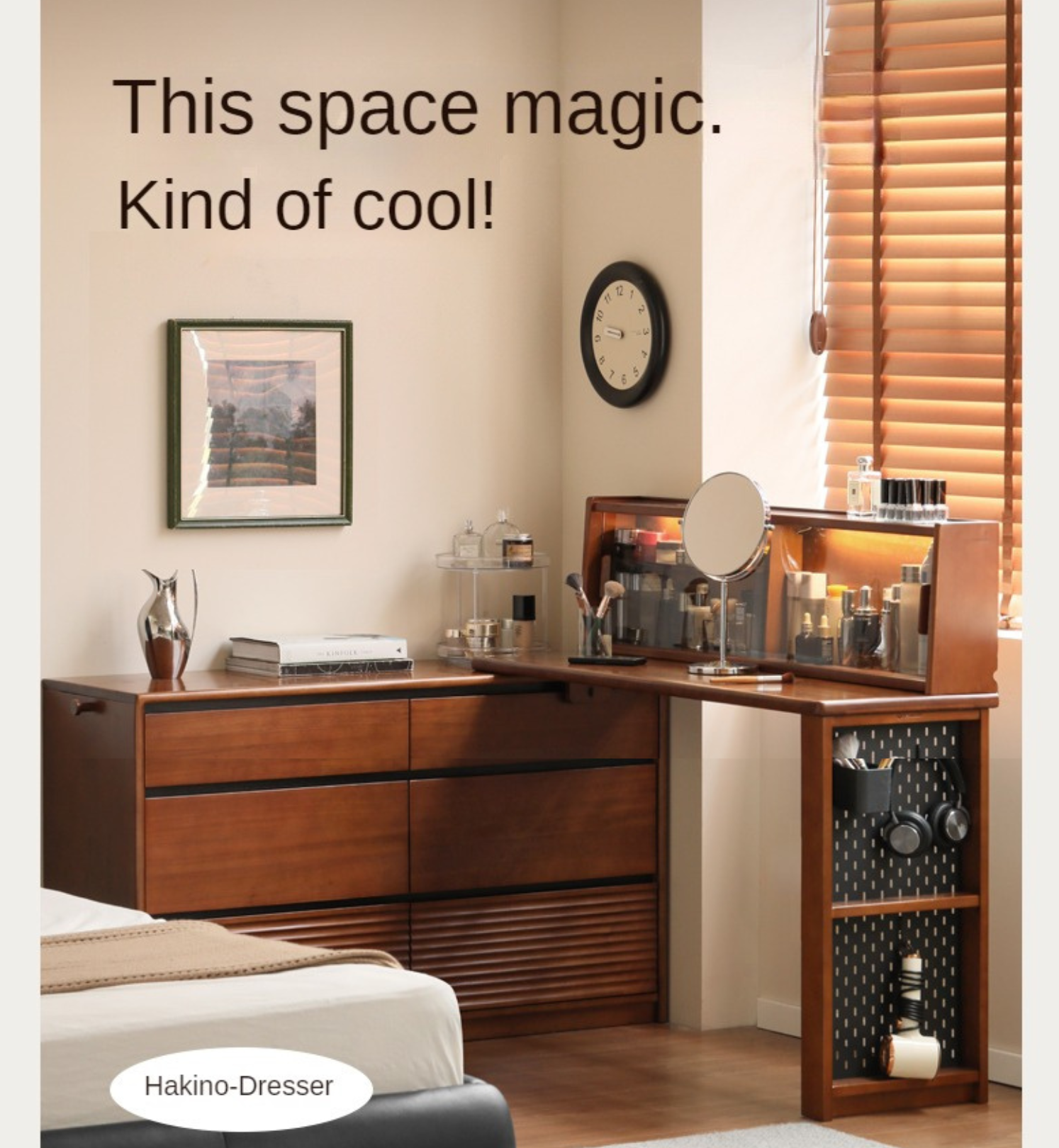 Tulipwood Solid Wood Vanity Table Cabinet Perforated Board