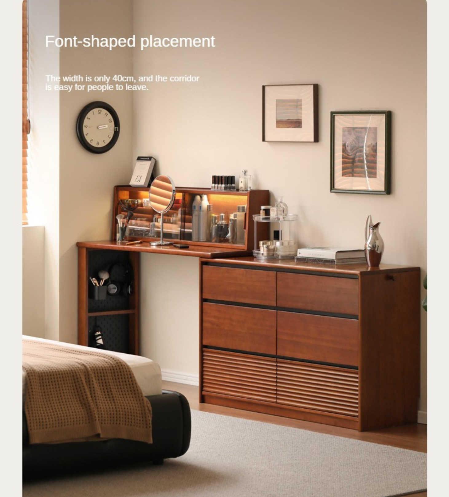 Tulipwood Solid Wood Vanity Table Cabinet Perforated Board