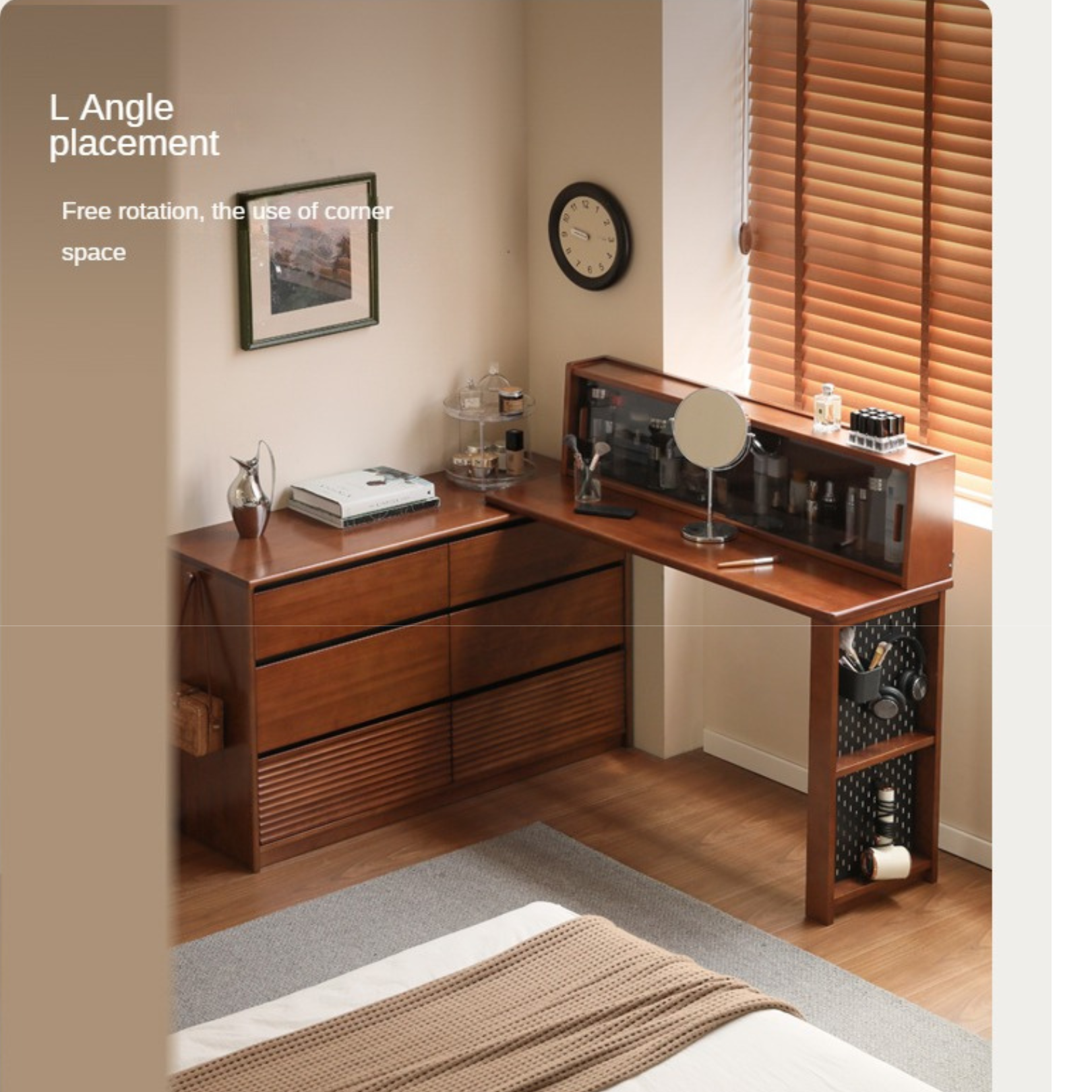 Poplar Solid Wood Dressing Table Cabinet Perforated Board.