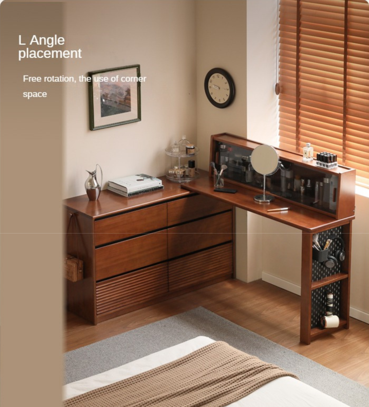 Tulipwood Solid Wood Vanity Table Cabinet Perforated Board