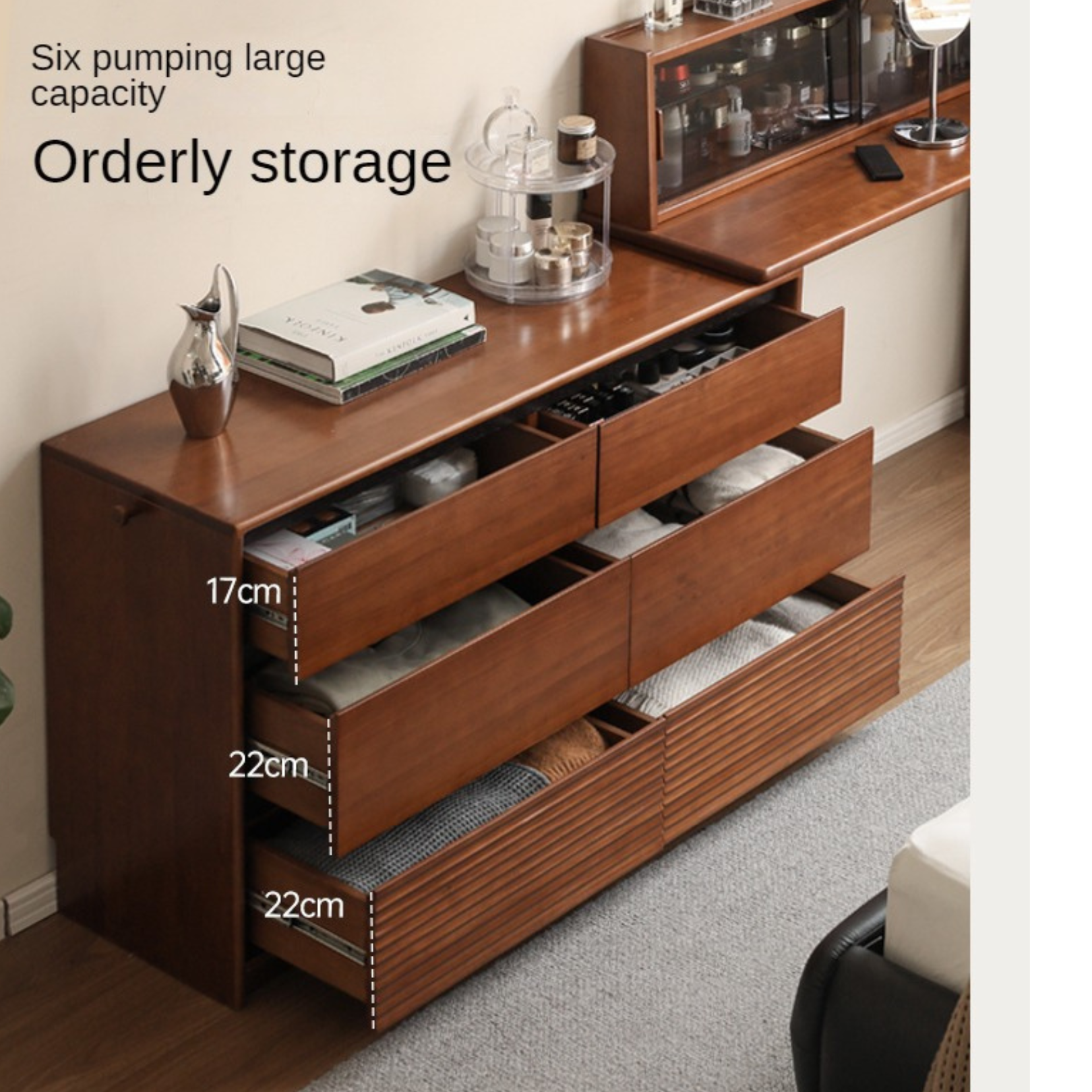 Poplar Solid Wood Dressing Table Cabinet Perforated Board.