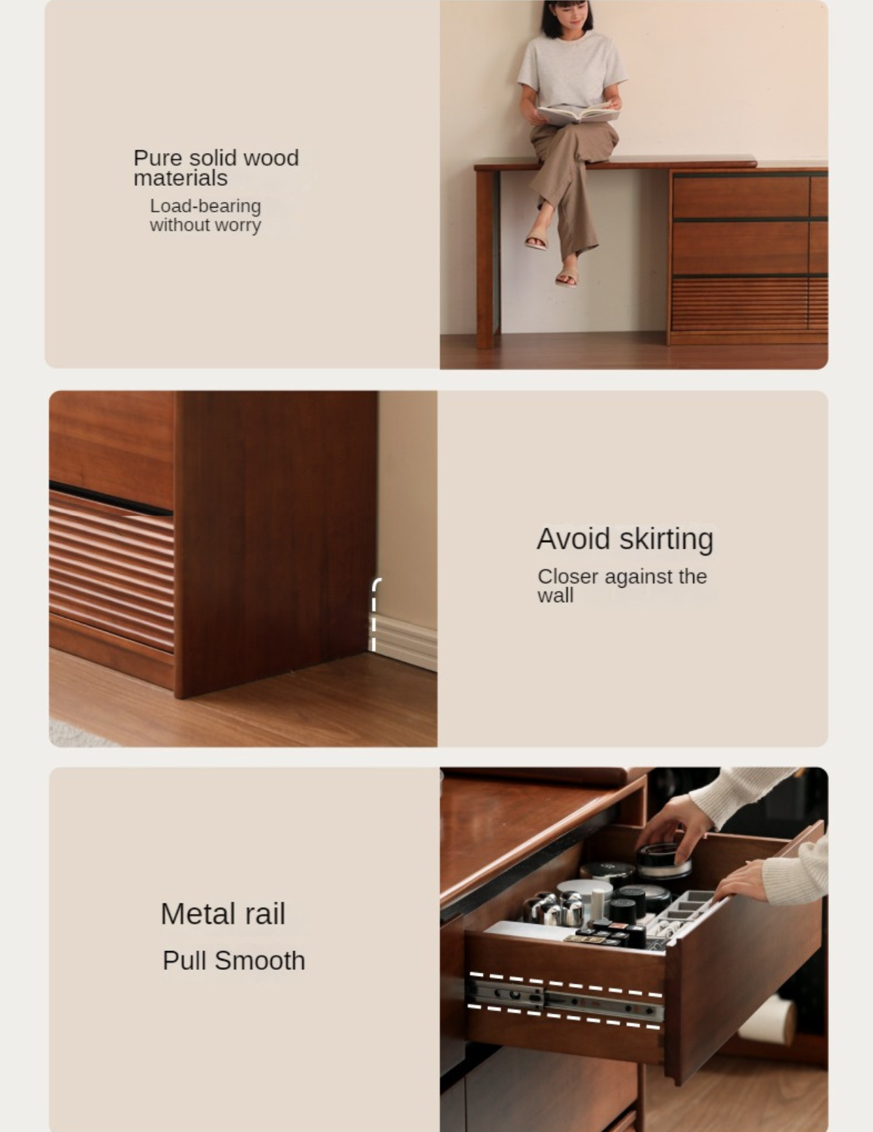 Tulipwood Solid Wood Vanity Table Cabinet Perforated Board