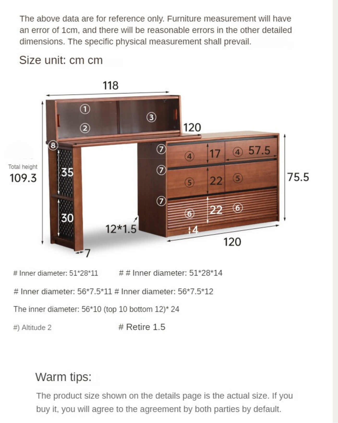 Tulipwood Solid Wood Vanity Table Cabinet Perforated Board