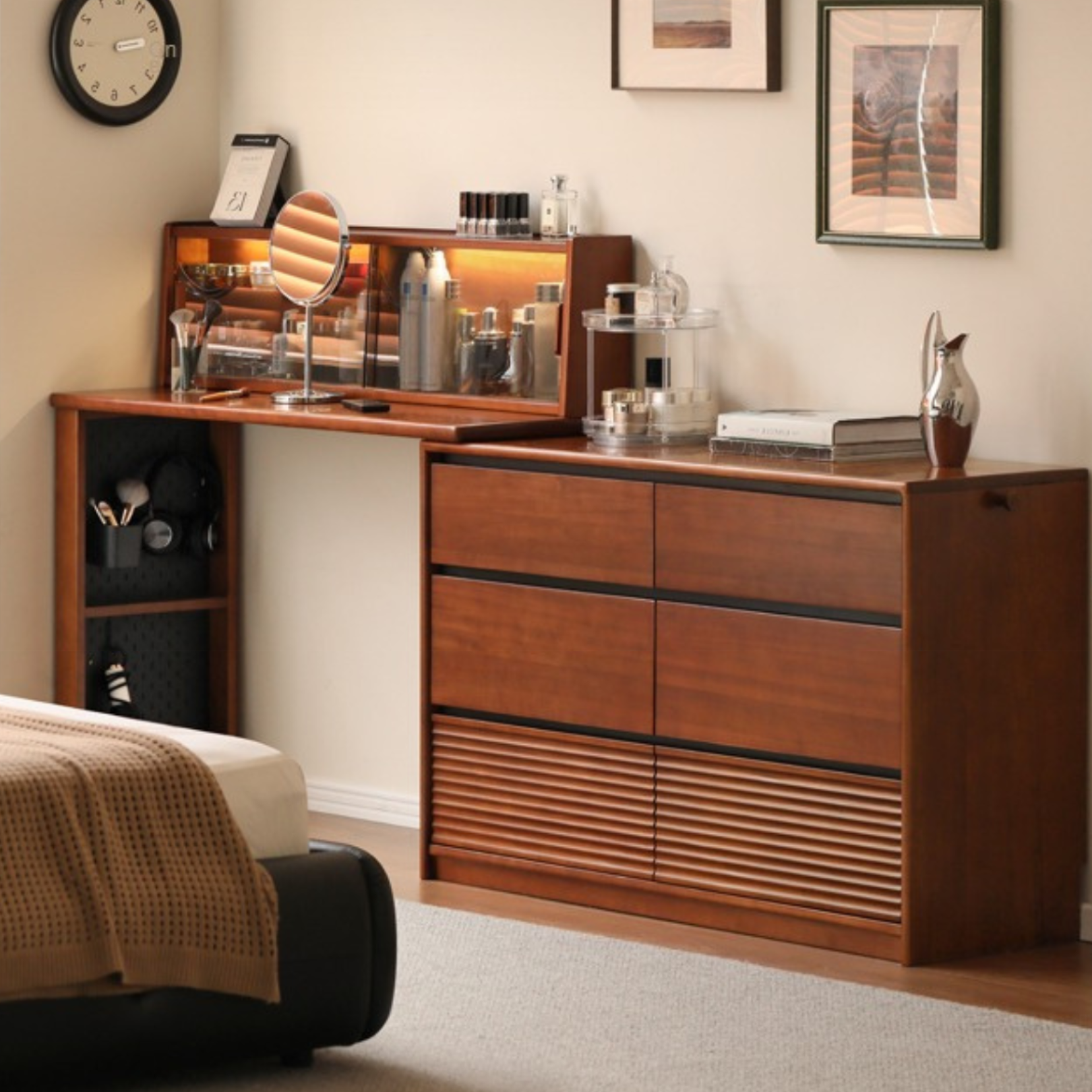 Poplar Solid Wood Dressing Table Cabinet Perforated Board.