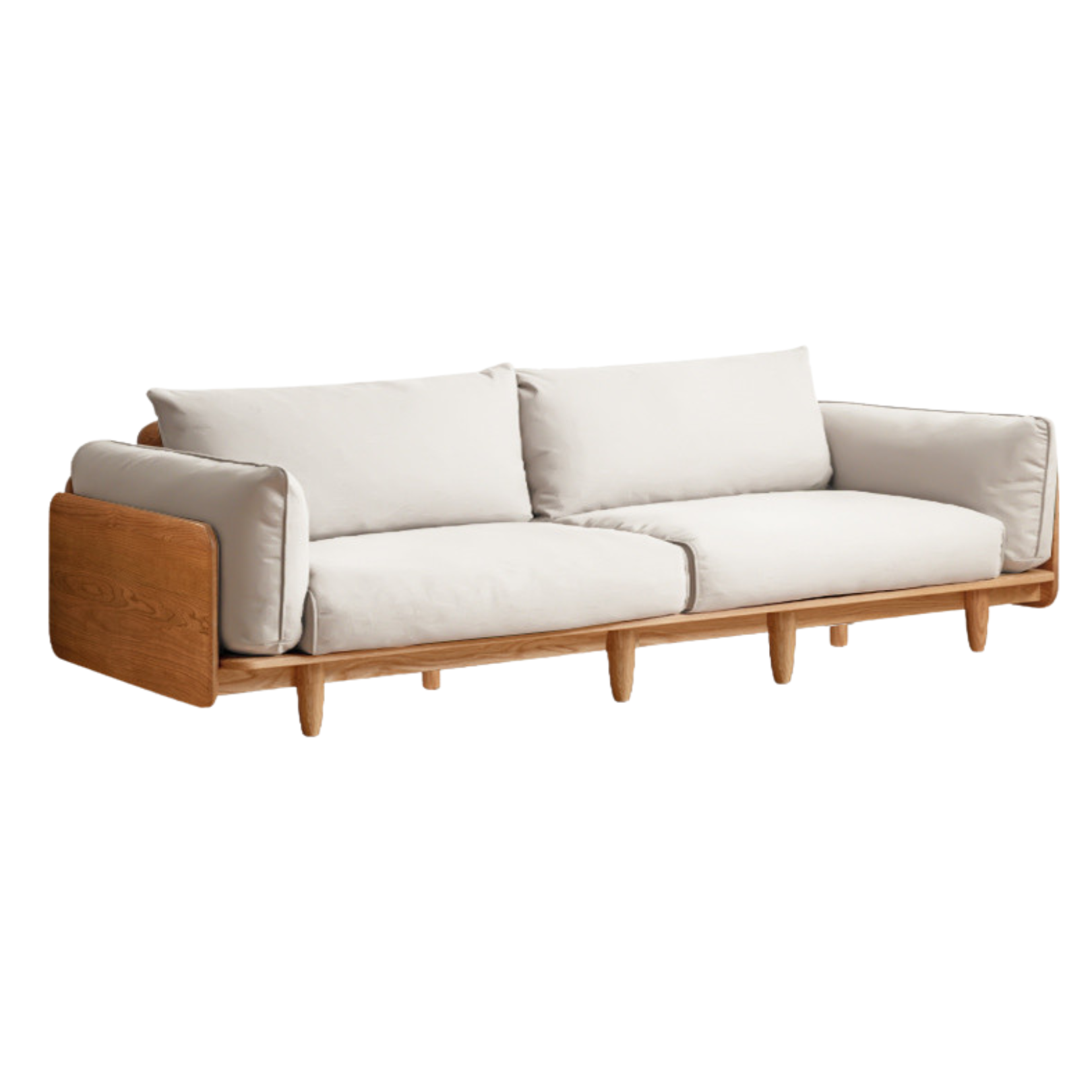 Cherry Wood Sofa Genuine Leather, Fabric-