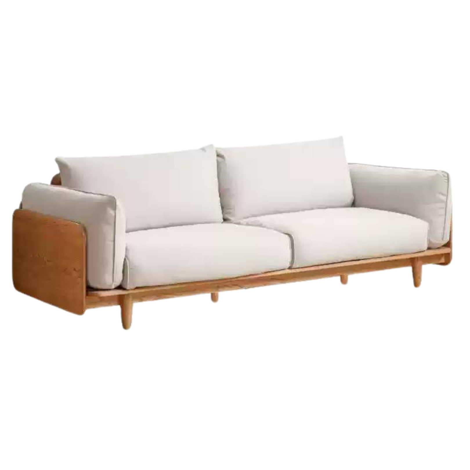 Cherry Wood Sofa Genuine Leather, Fabric-