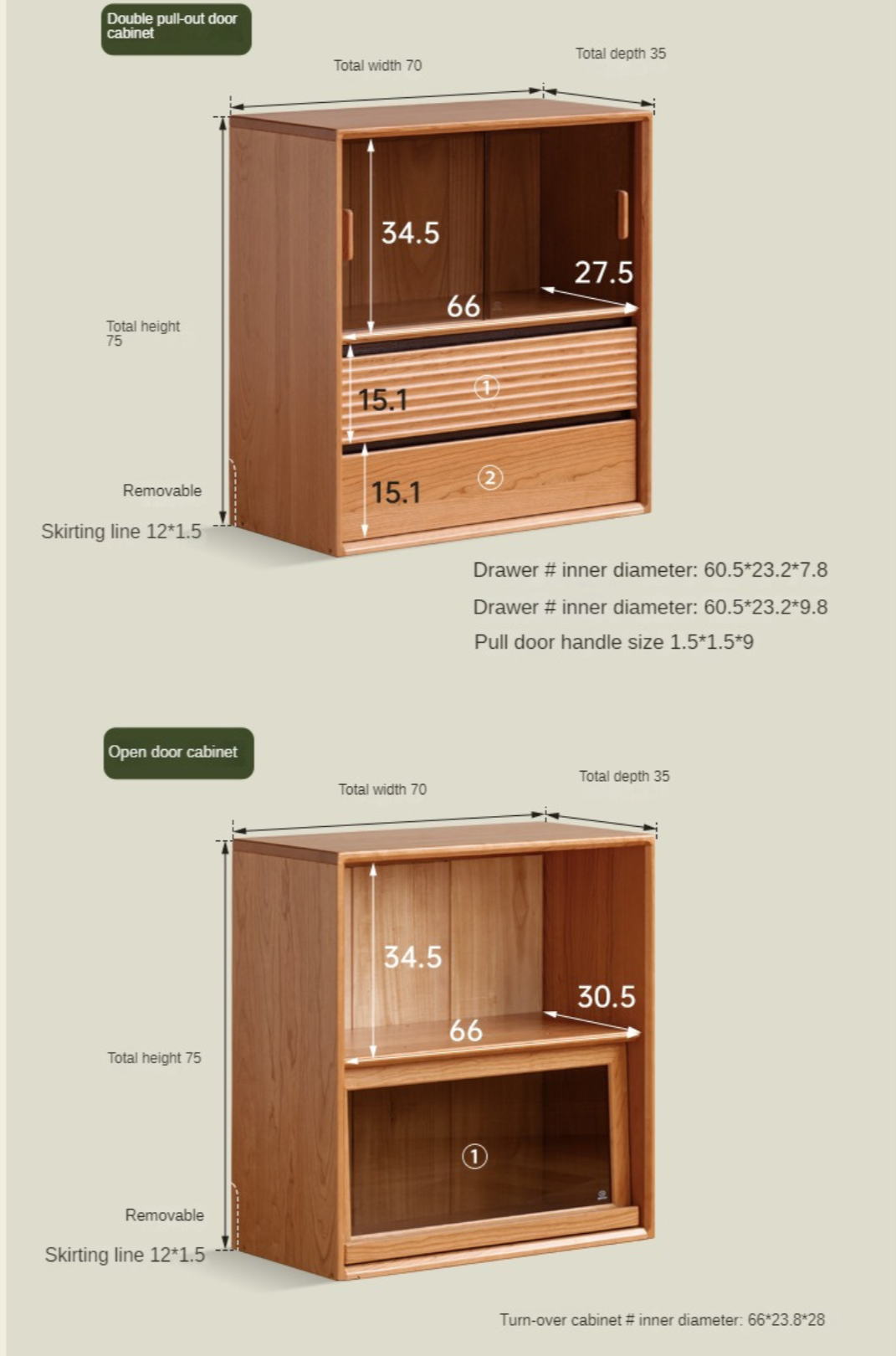 Cherry Solid Wood Module Combination Bookcase