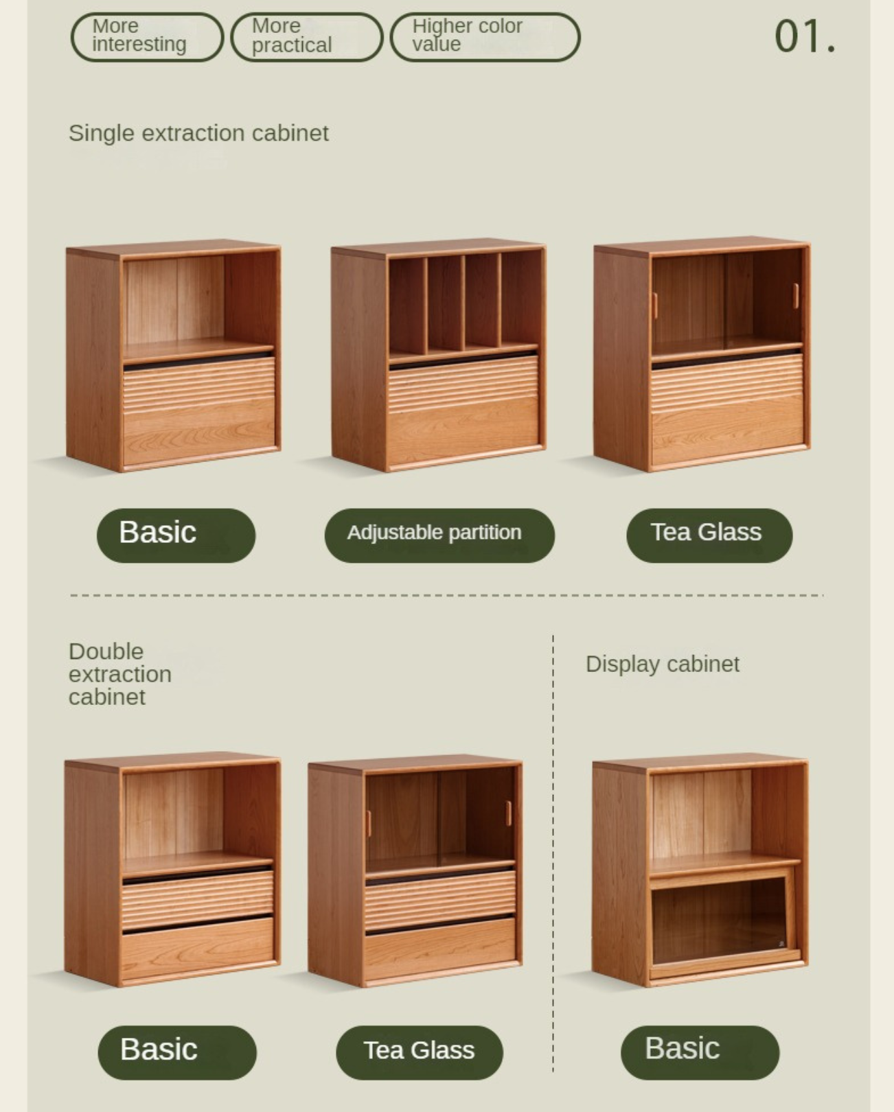 Cherry Solid Wood Module Combination Bookcase