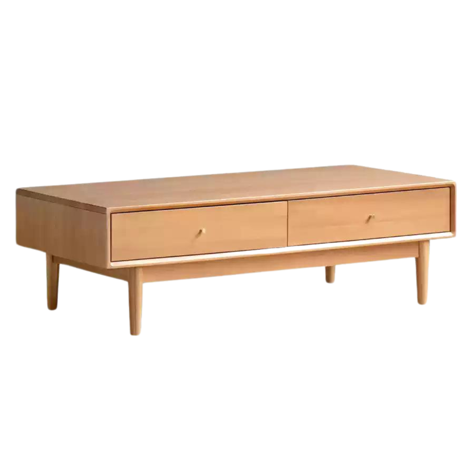 Poplar Solid Wood Modern Rectangular Coffee Table with Drawer.