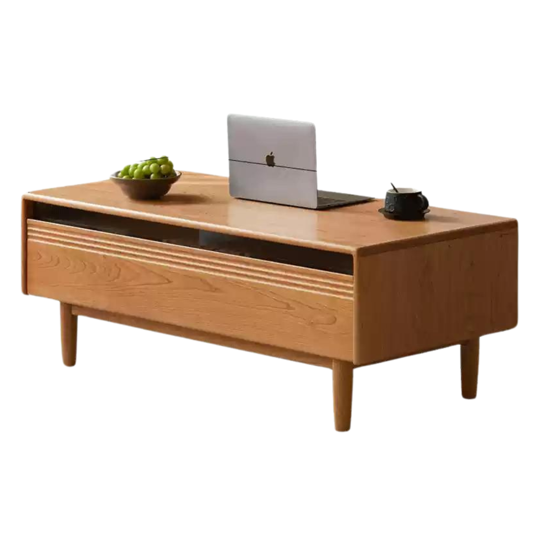 Cherry Wood Coffee Table with Drawer))