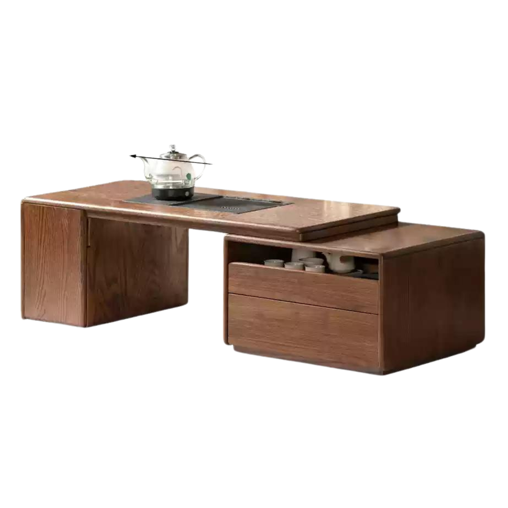 Black Walnut Solid Wood Telescopic Tea Table.