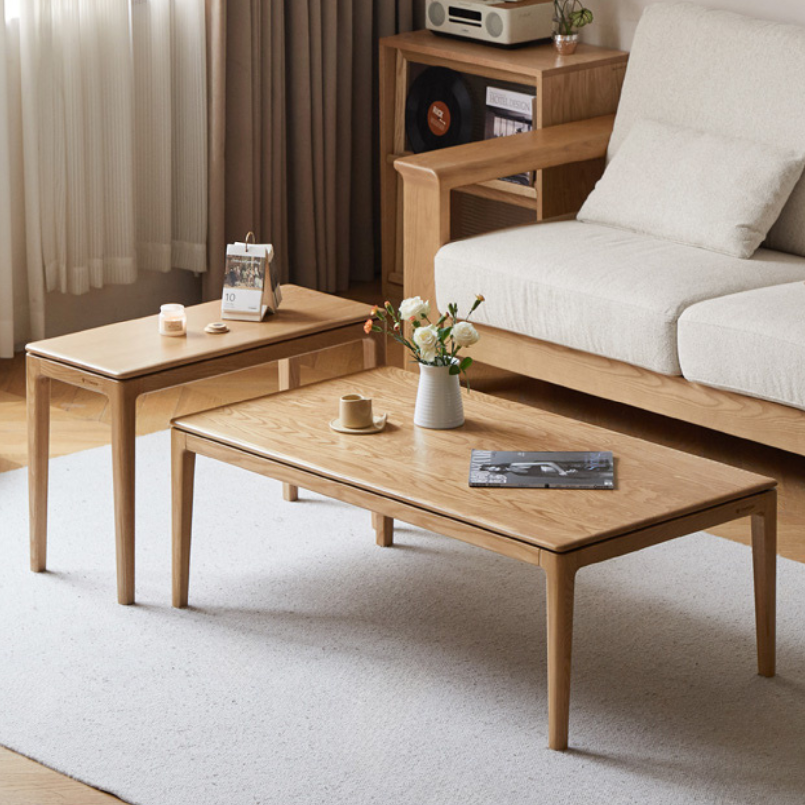 Red Oak, Ash Solid Wood Combination Coffee Table