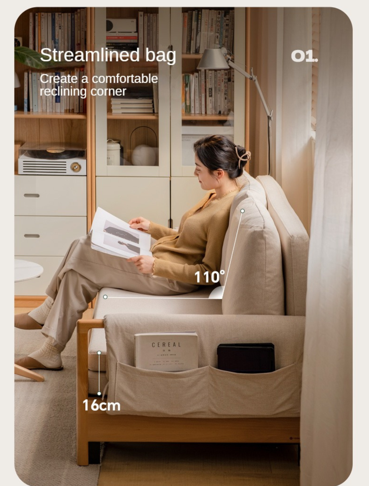 Beech Solid Wood Sofa Bed Modern.