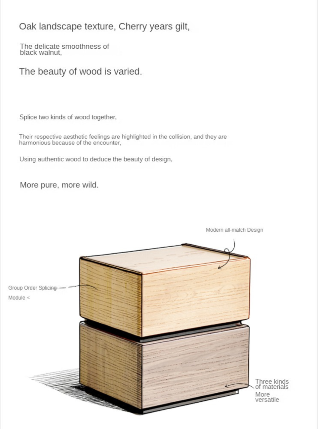 Black Walnut, Oak, Cherry Solid Wood Nightstand