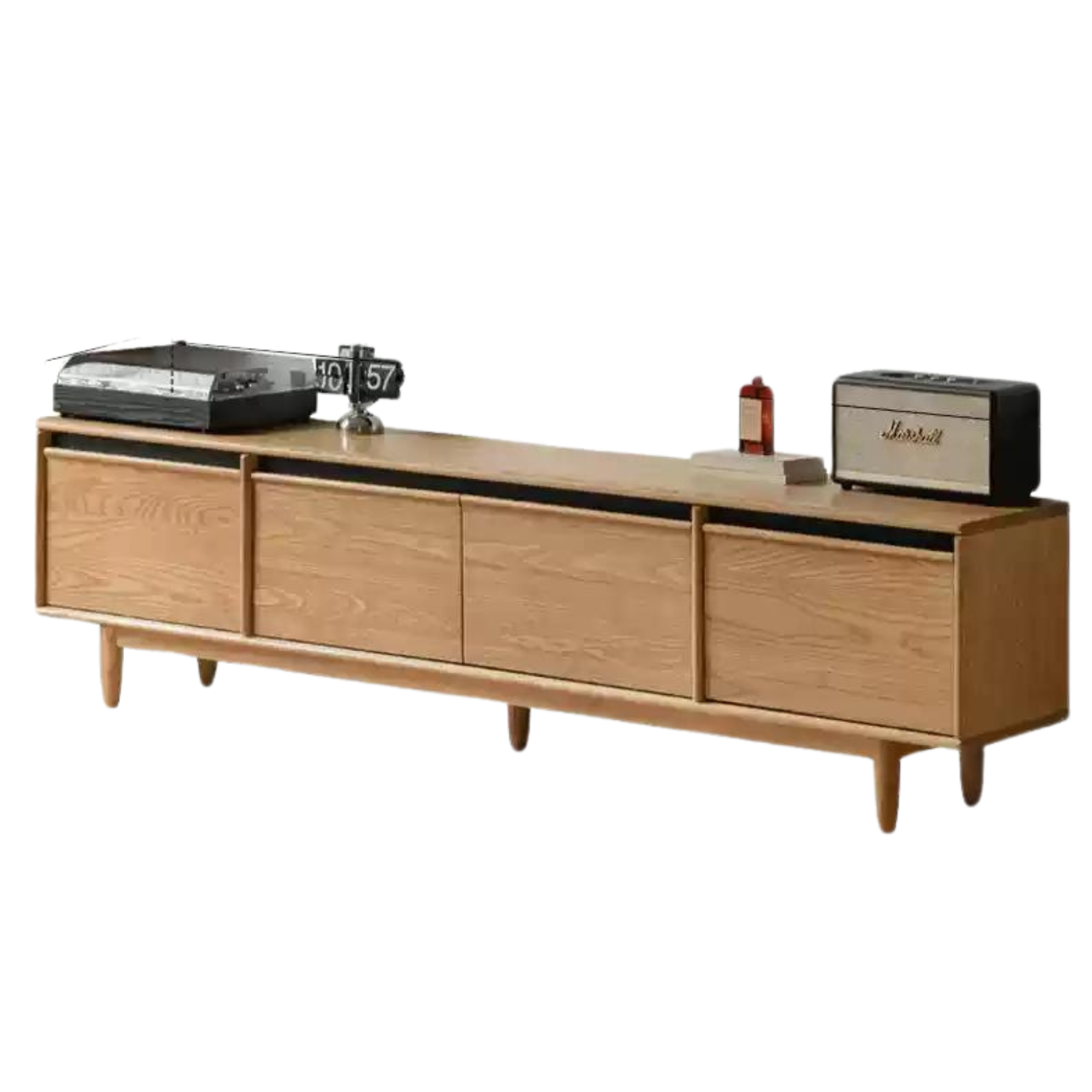 Ash Solid Wood Modern Storage Floor TV Cabinet.