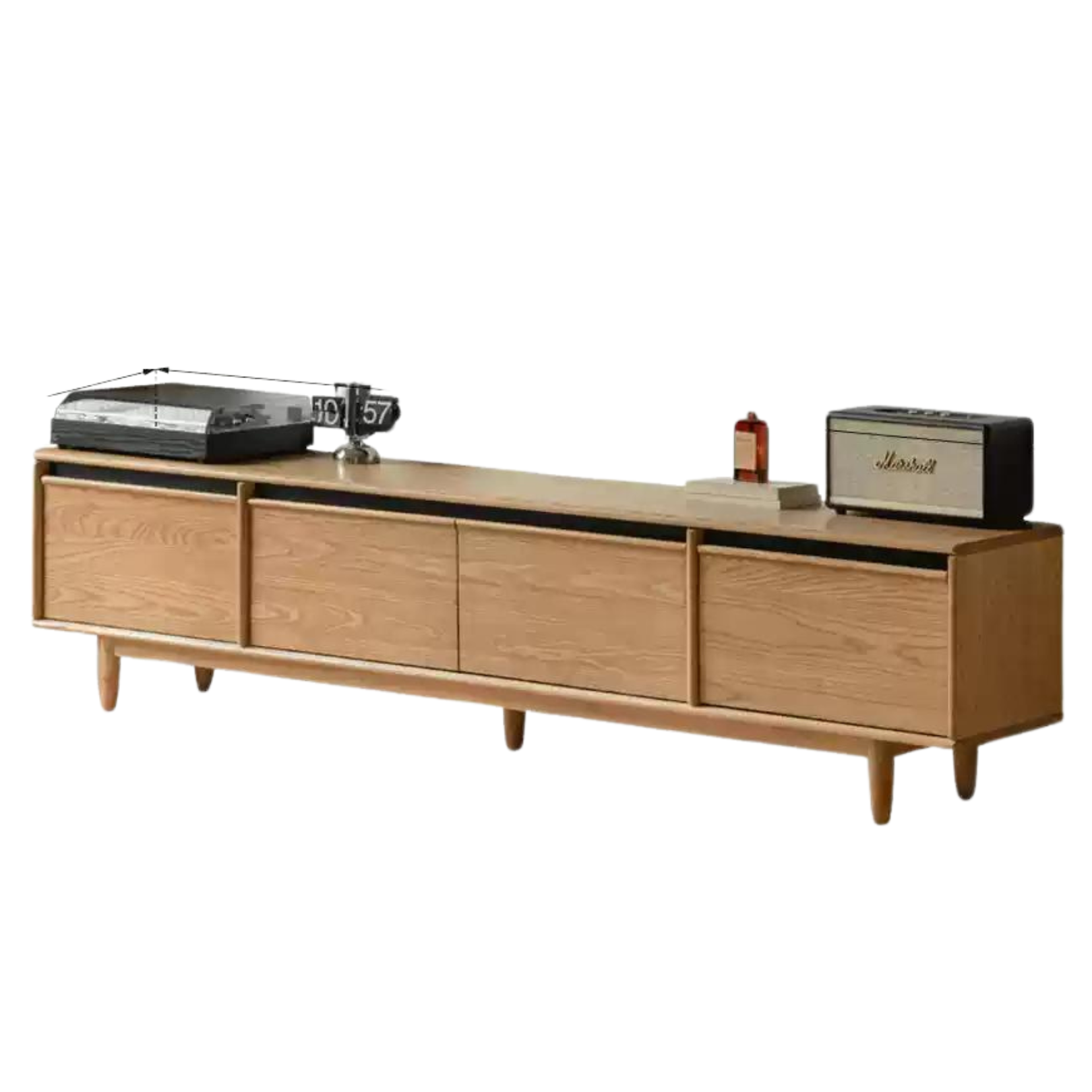 Ash Solid Wood Modern Storage Floor TV Cabinet.