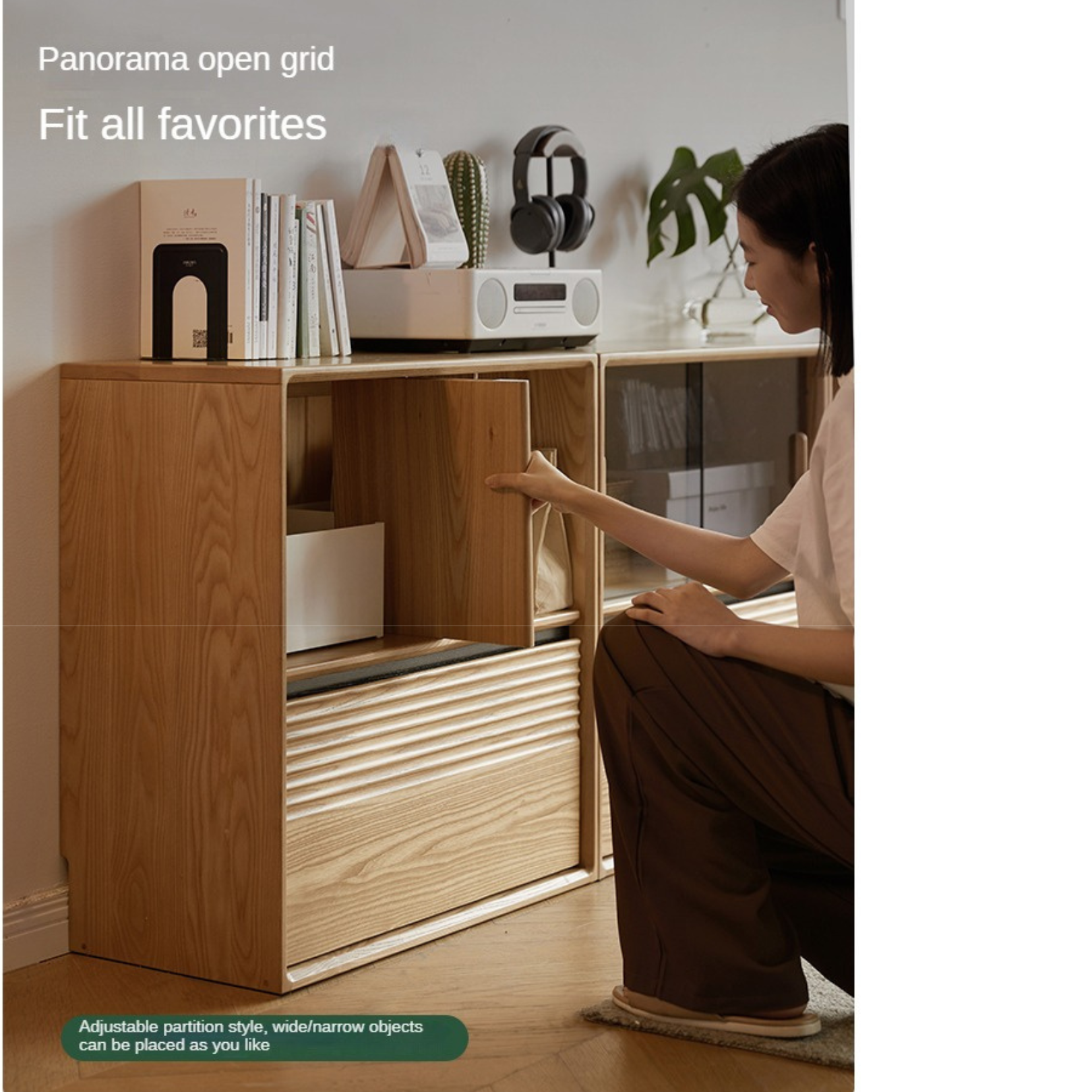 Ash Solid Wood Combination Module Bookcase.