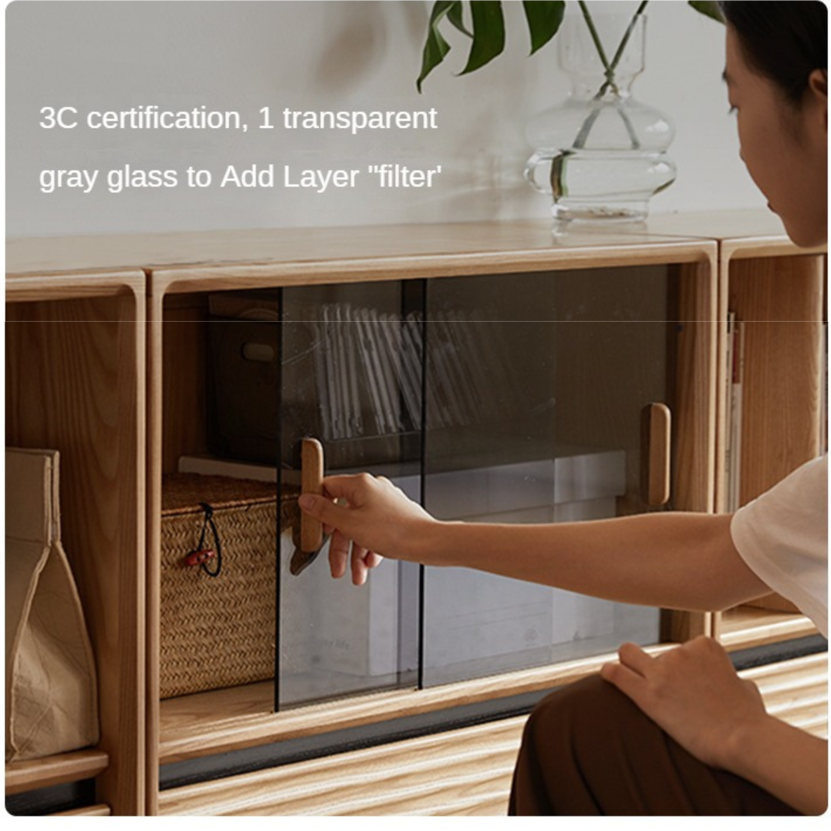 Ash Solid Wood Combination Module Bookcase.