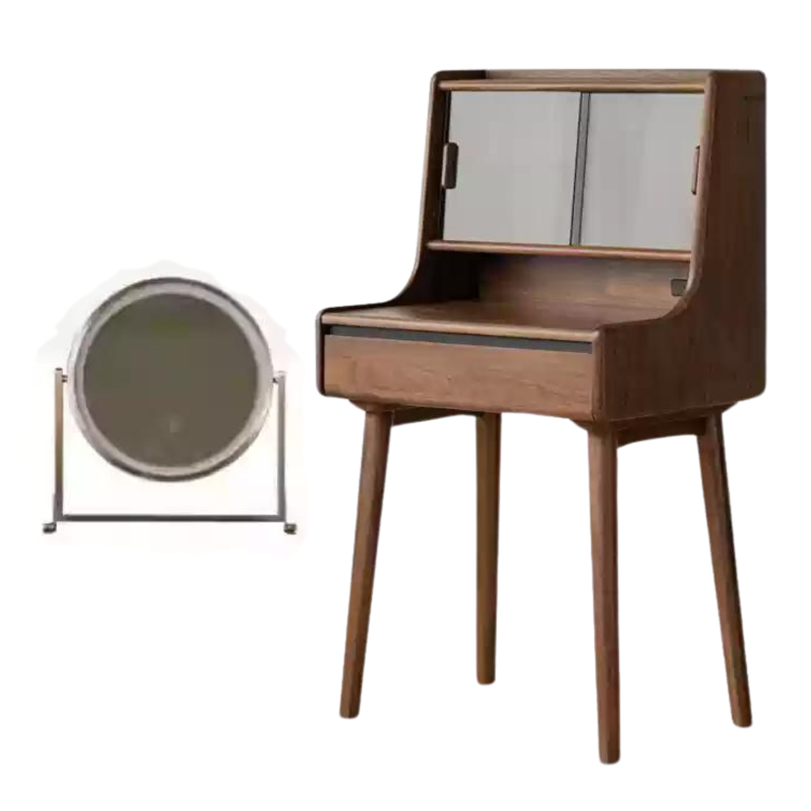 Black Walnut, Sandalwood Solid Wood Lighted Dressing Table.