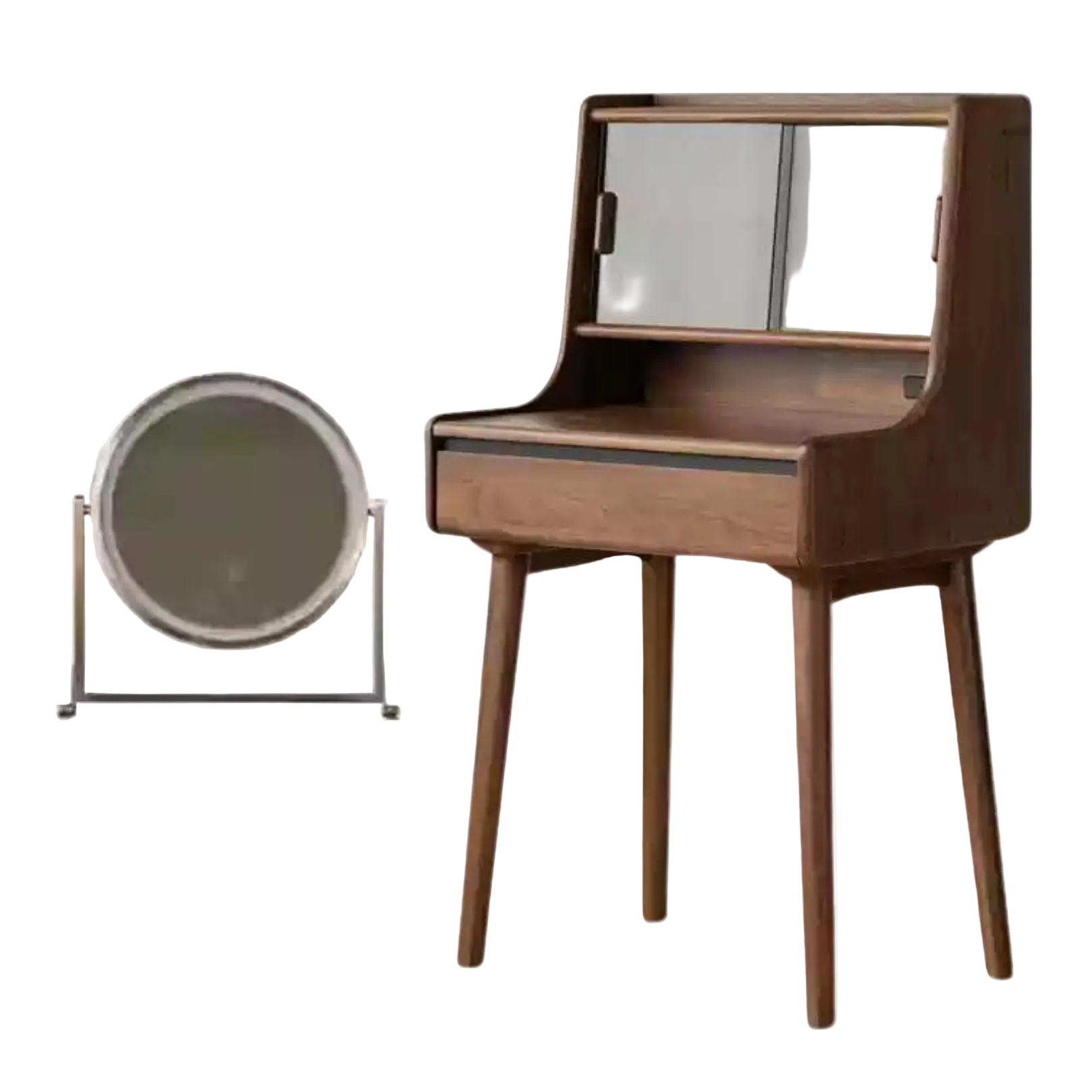 Black Walnut, Sandalwood Solid Wood Lighted Vanity Table.