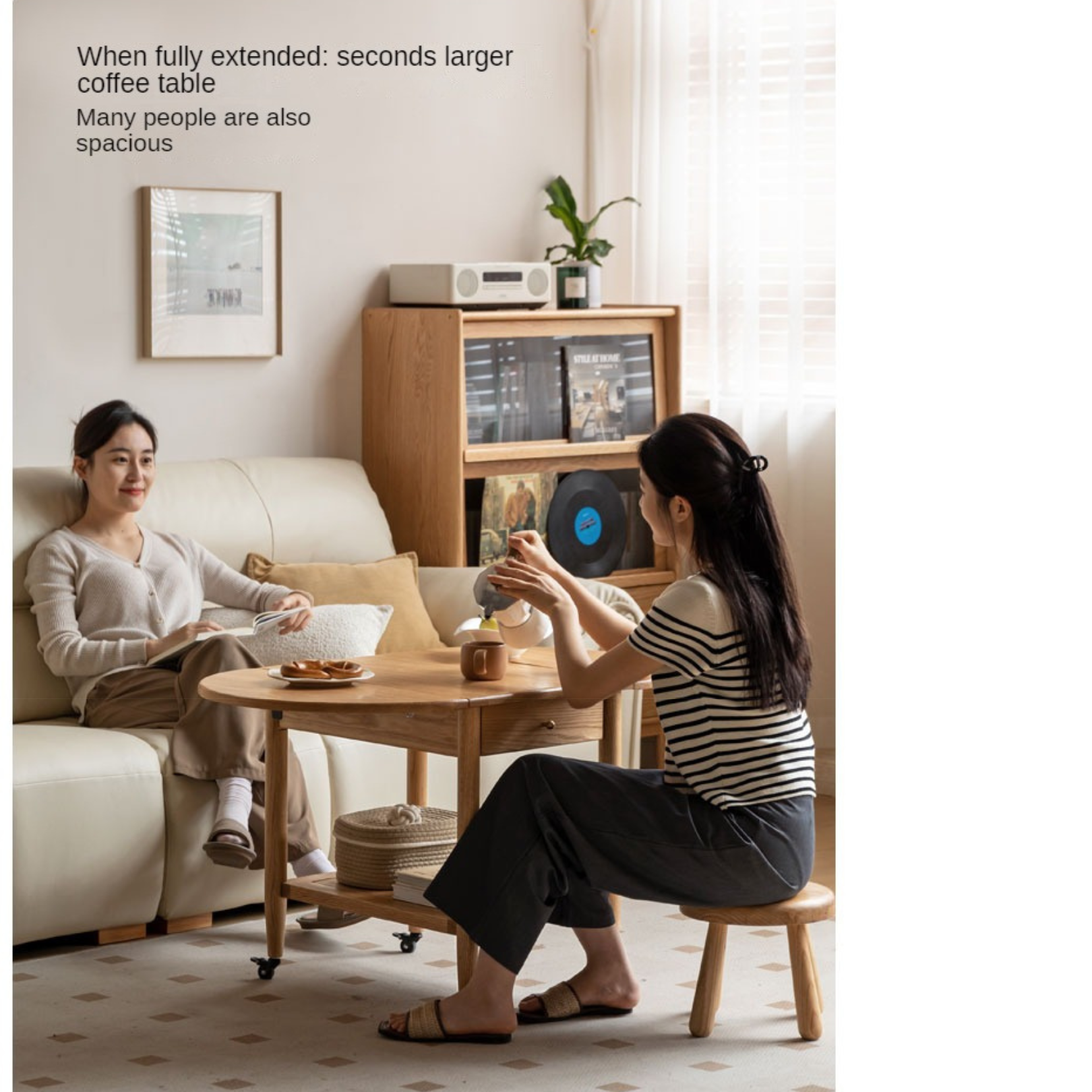 Oak Solid Wood Small Folding Coffee Table