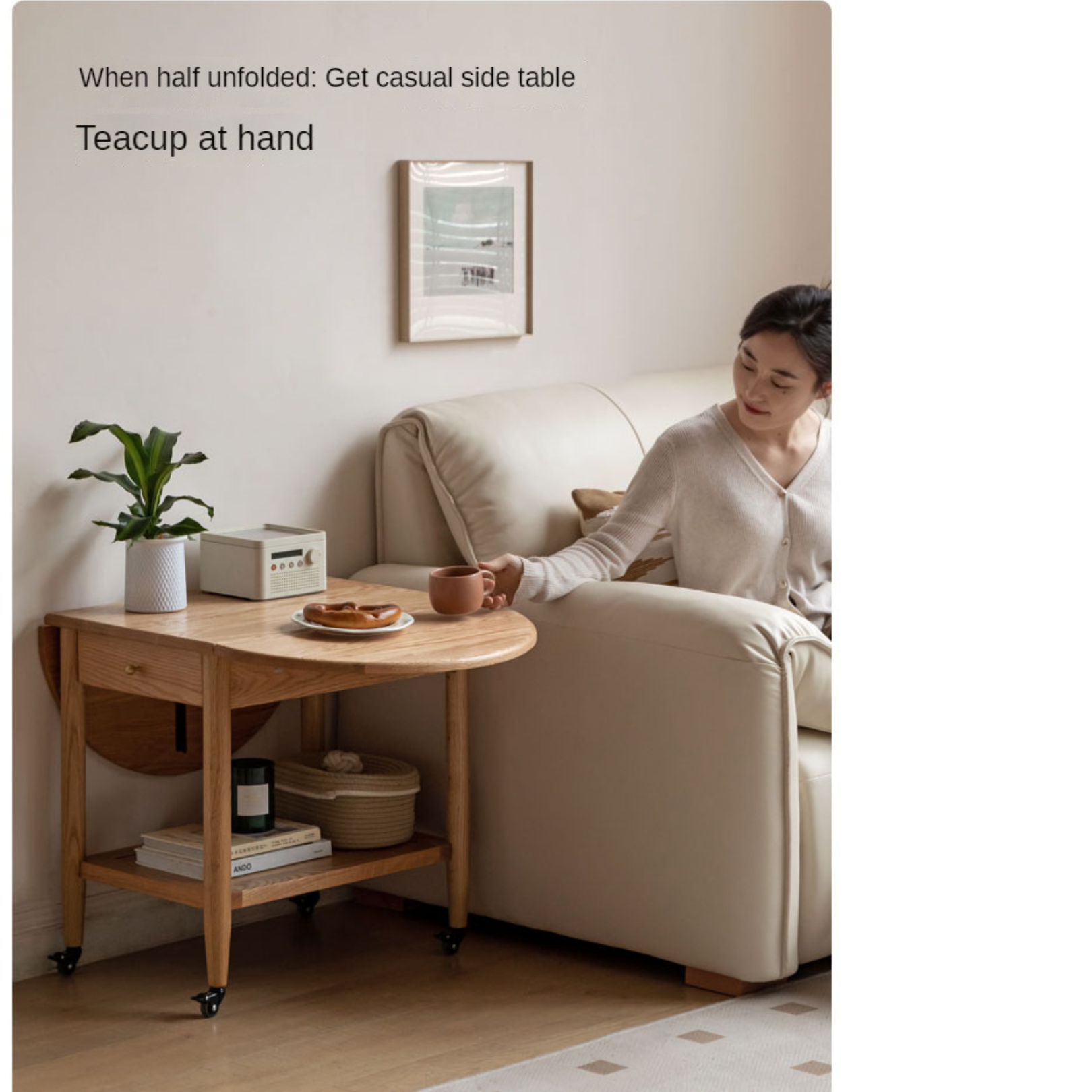 Oak Solid Wood Small Folding Coffee Table