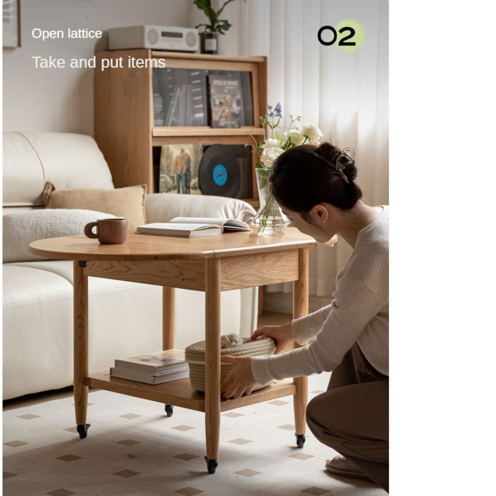 Oak Solid Wood Small Folding Coffee Table