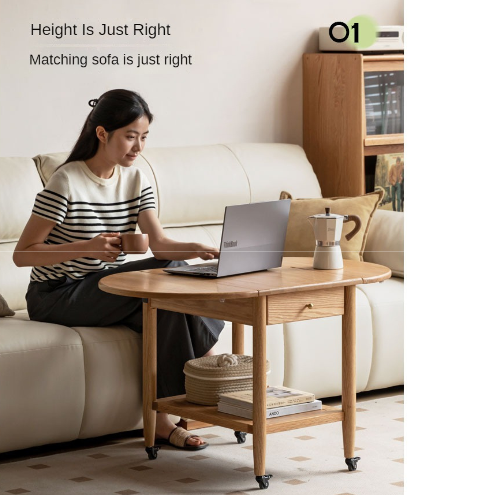 Oak Solid Wood Small Folding Coffee Table