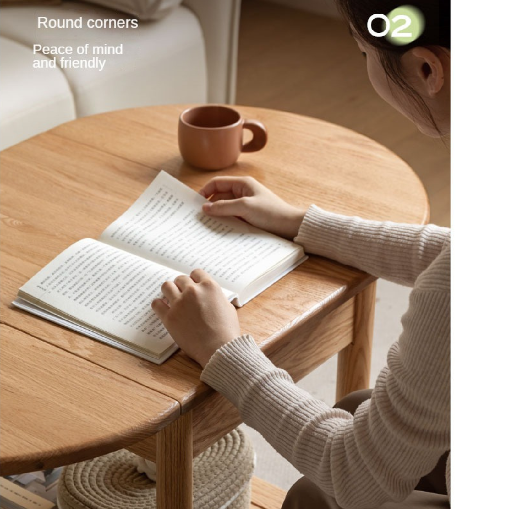 Oak Solid Wood Small Folding Coffee Table