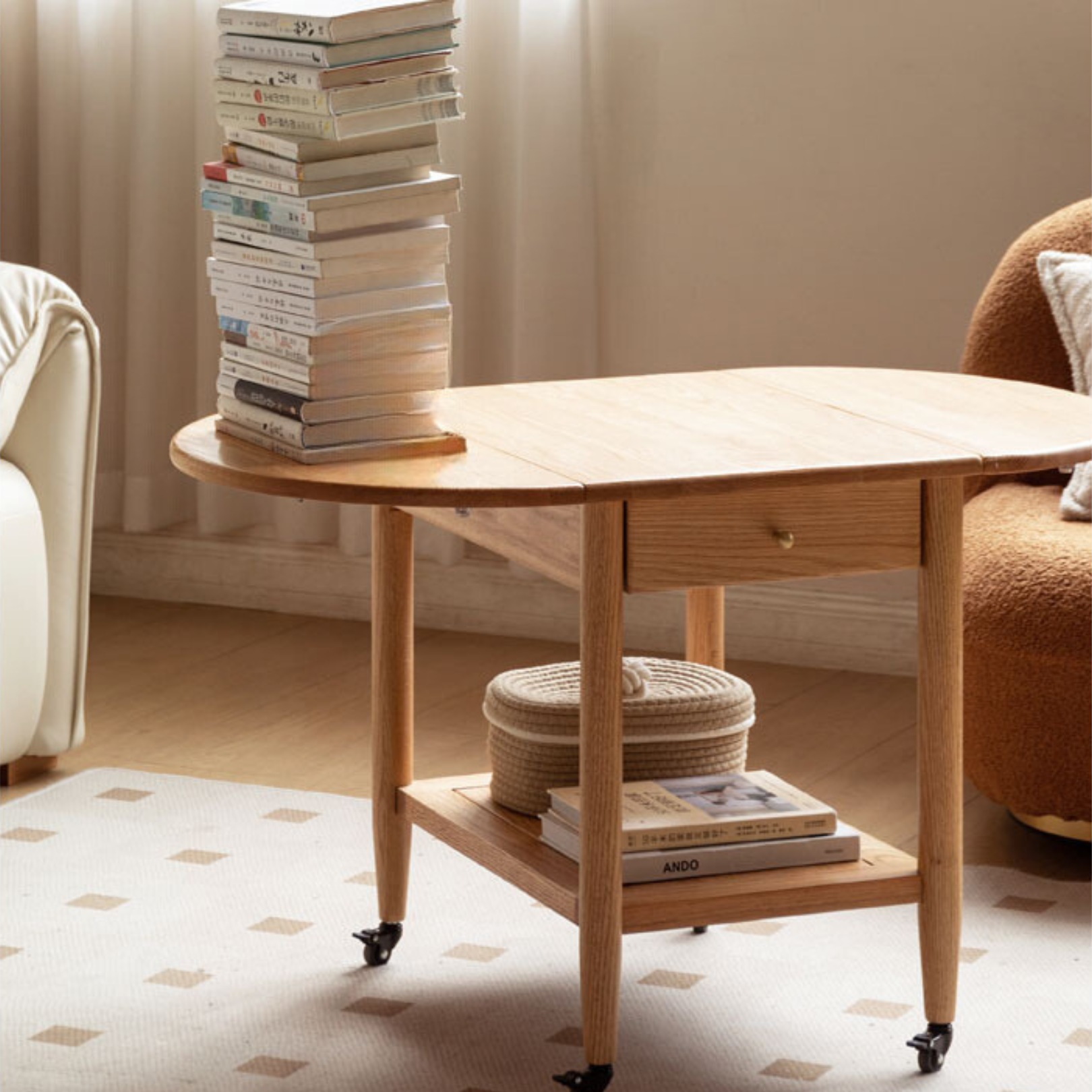 Oak Solid Wood Small Folding Coffee Table