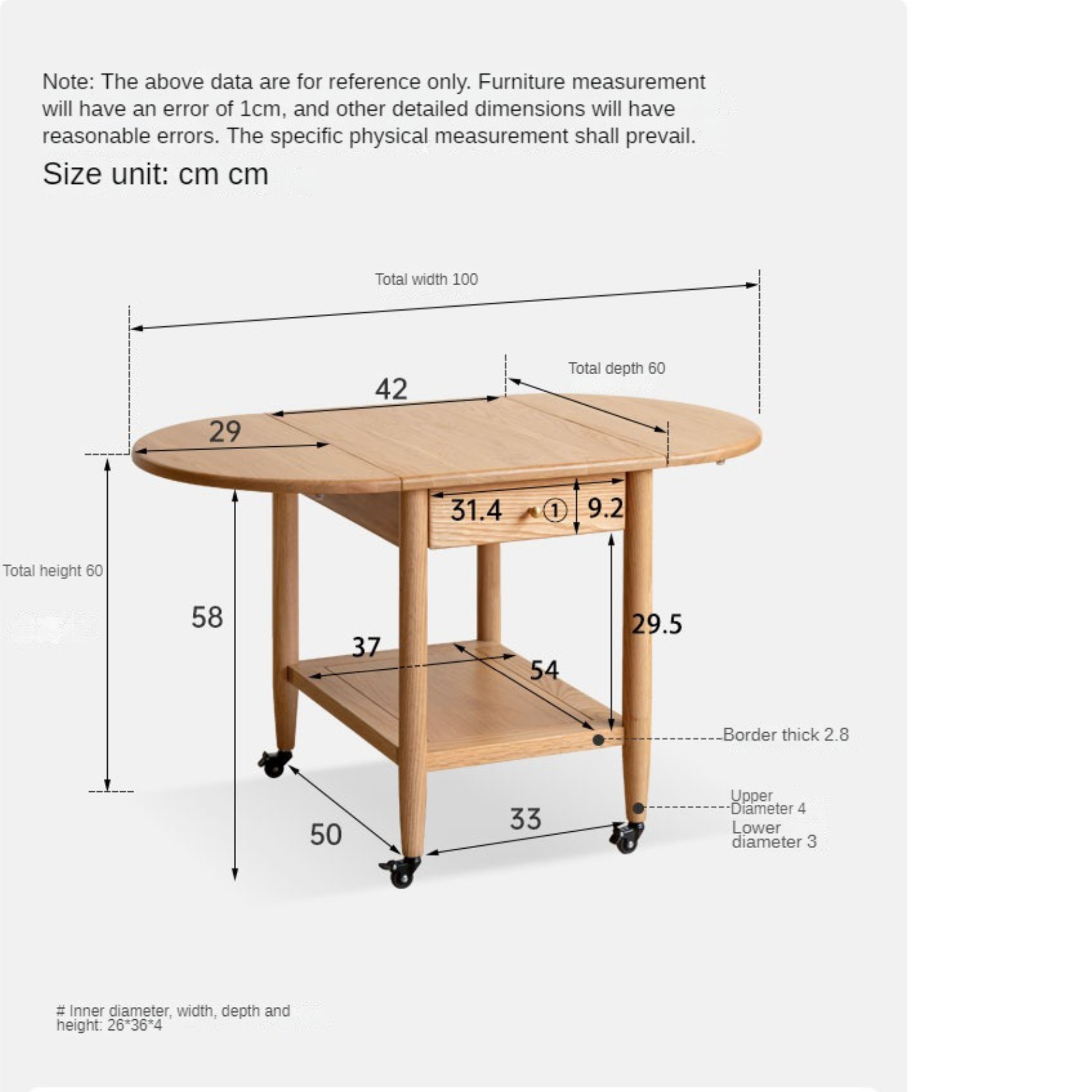 Oak Solid Wood Small Folding Coffee Table