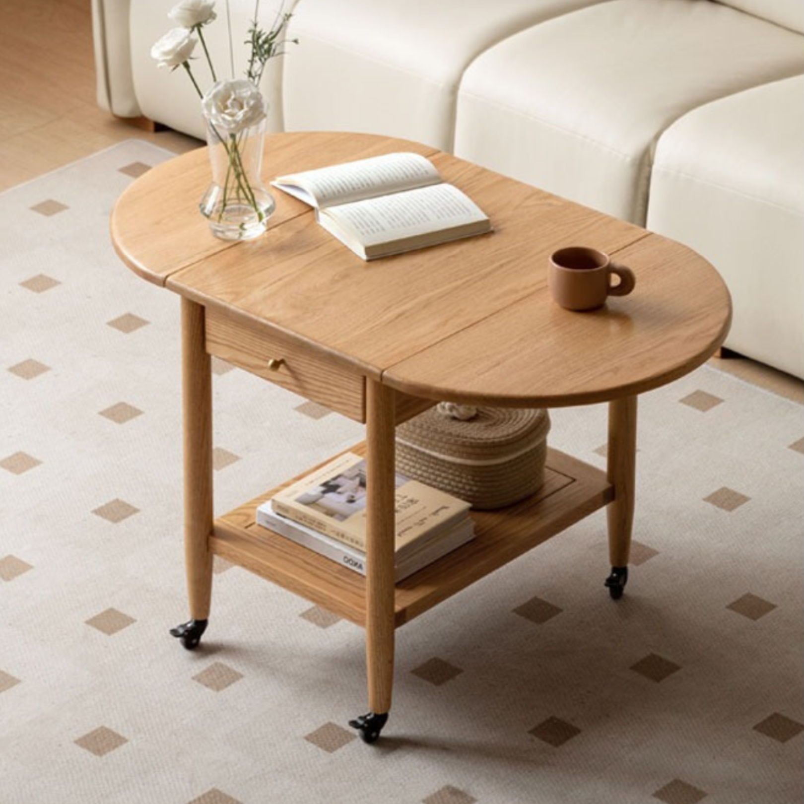 Oak Solid Wood Small Folding Coffee Table