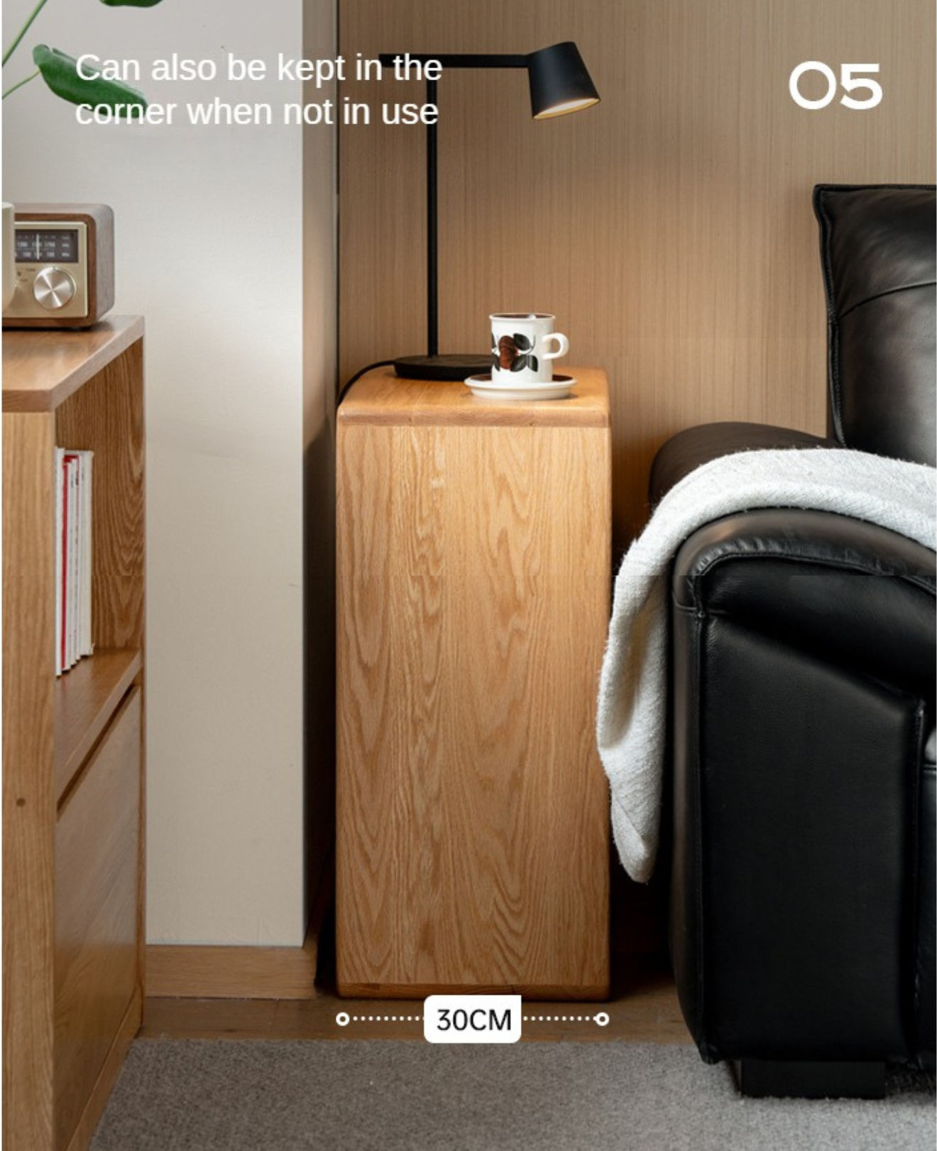 Oak, Ash Solid Wood Multifunctional C-shaped Side Table