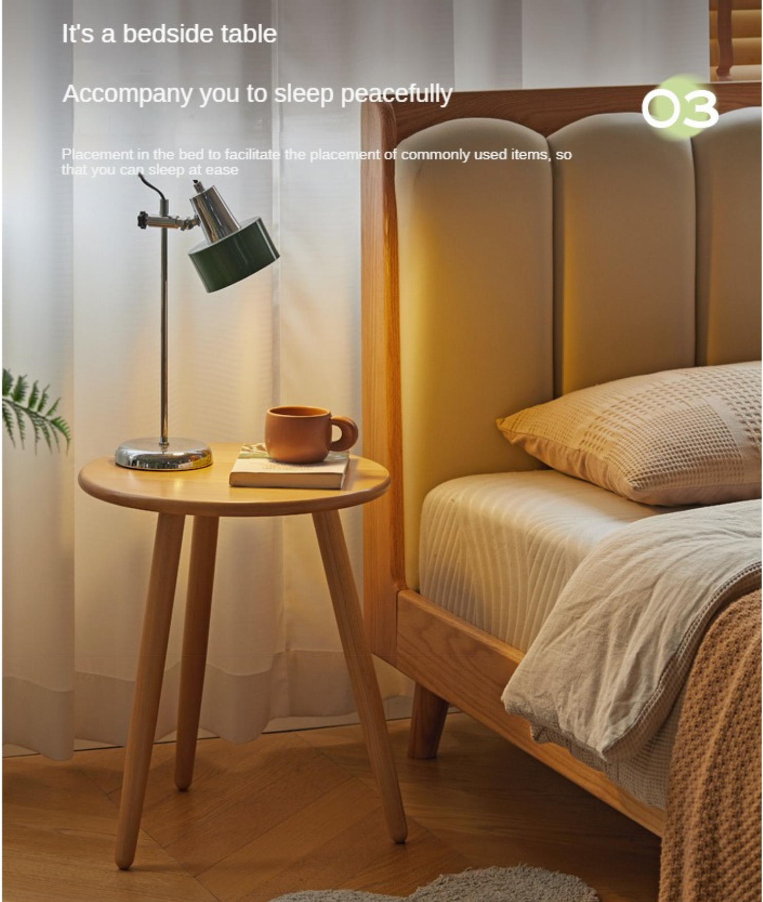 Beech, Rubberwood Solid Wood Small Round Side Table