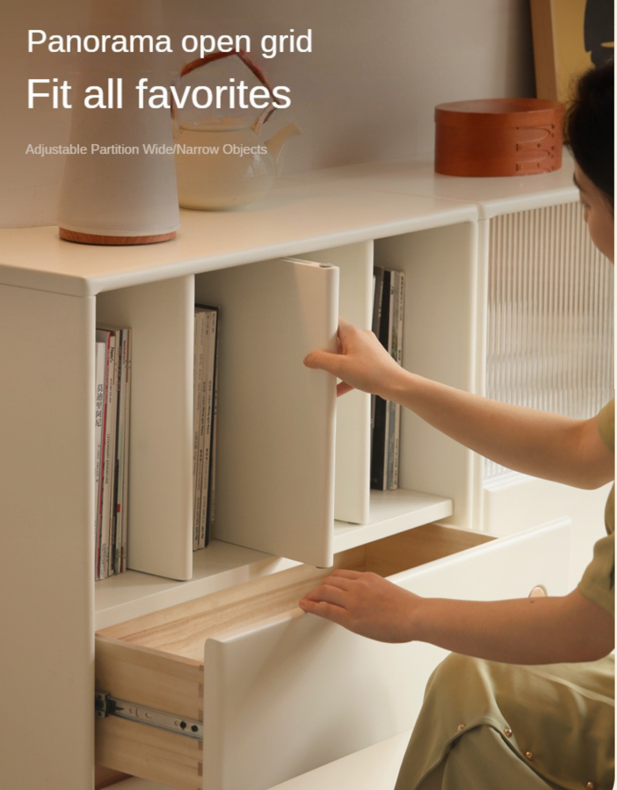 Solid Rubberwood, Poplar Solid Wood Multi-function Bookcase.
