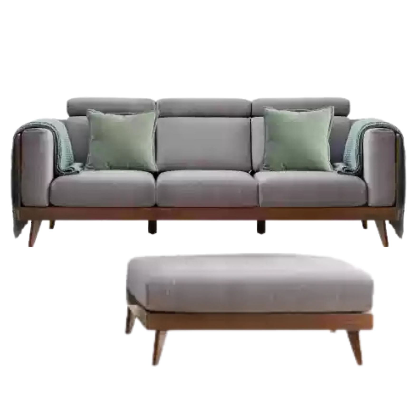 Black Walnut, Ash Solid Wood Adjustable Headrest Sofa.