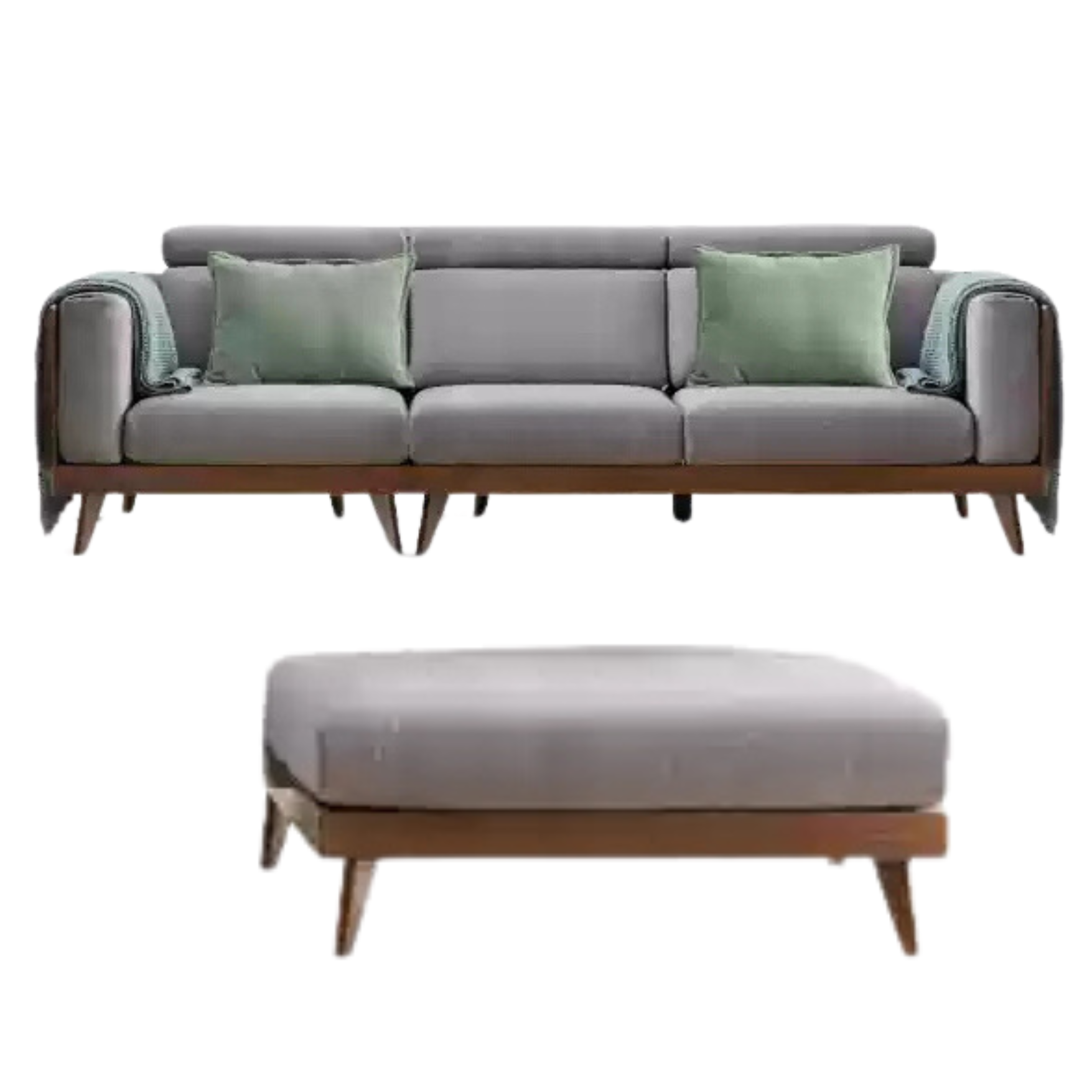 Black Walnut, Ash Solid Wood Adjustable Headrest Sofa.