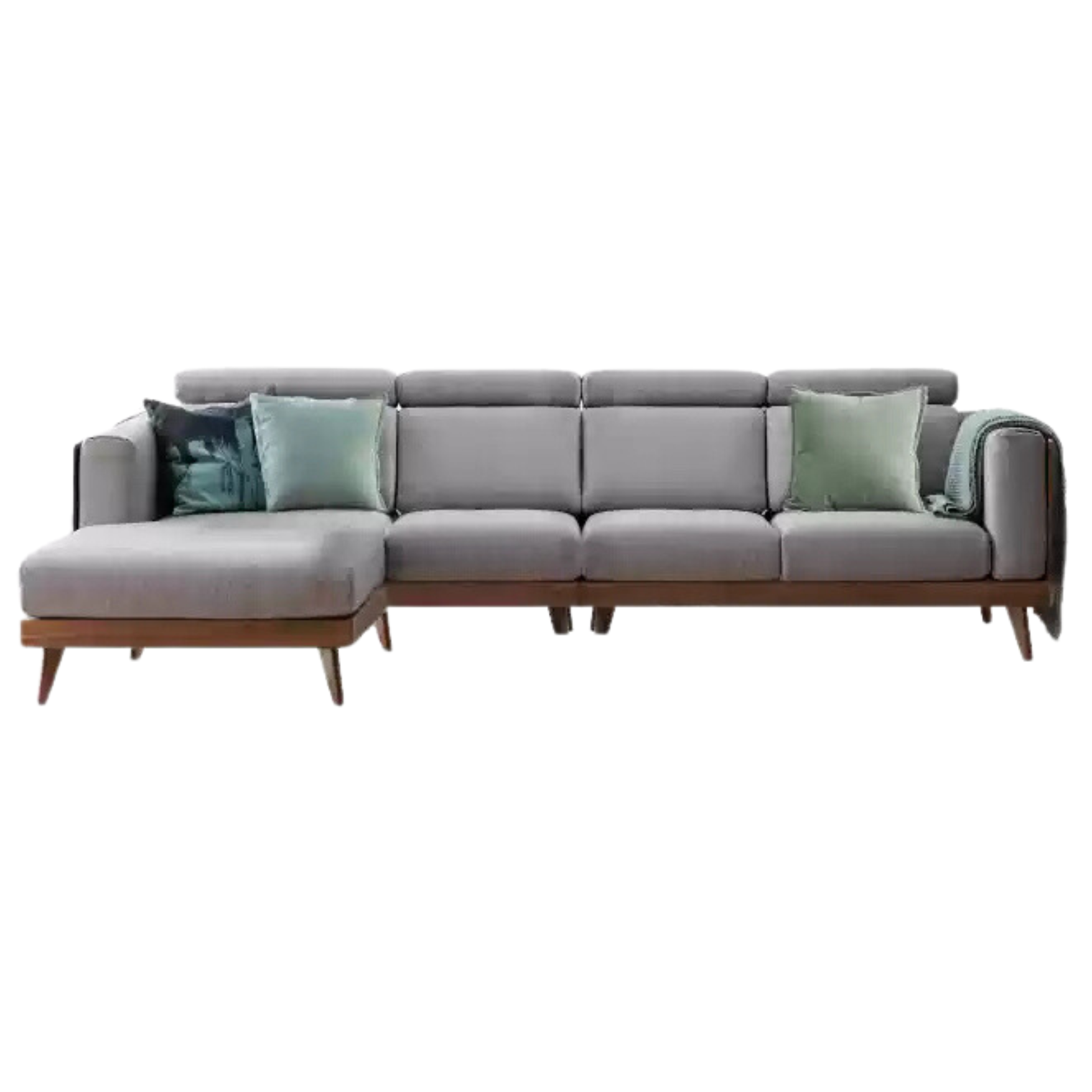 Black Walnut, Ash Solid Wood Adjustable Headrest Sofa.
