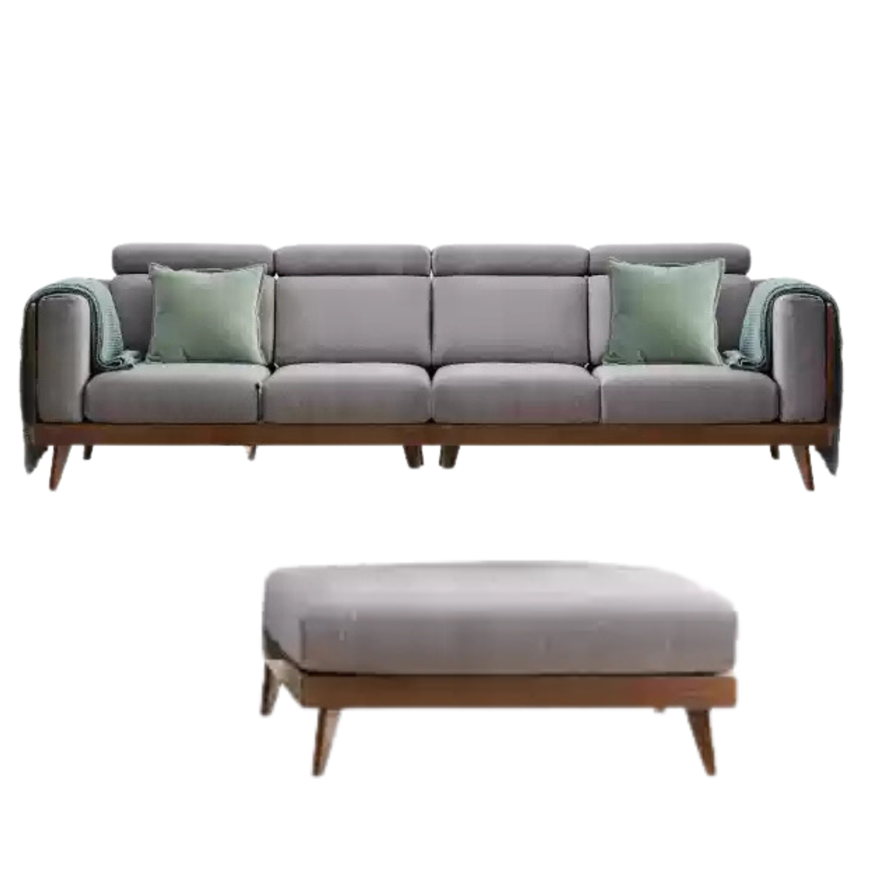 Black Walnut, Ash Solid Wood Adjustable Headrest Sofa.