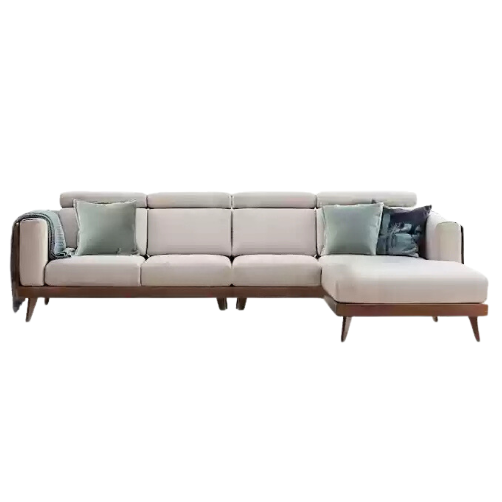Black Walnut, Ash Solid Wood Adjustable Headrest Sofa.